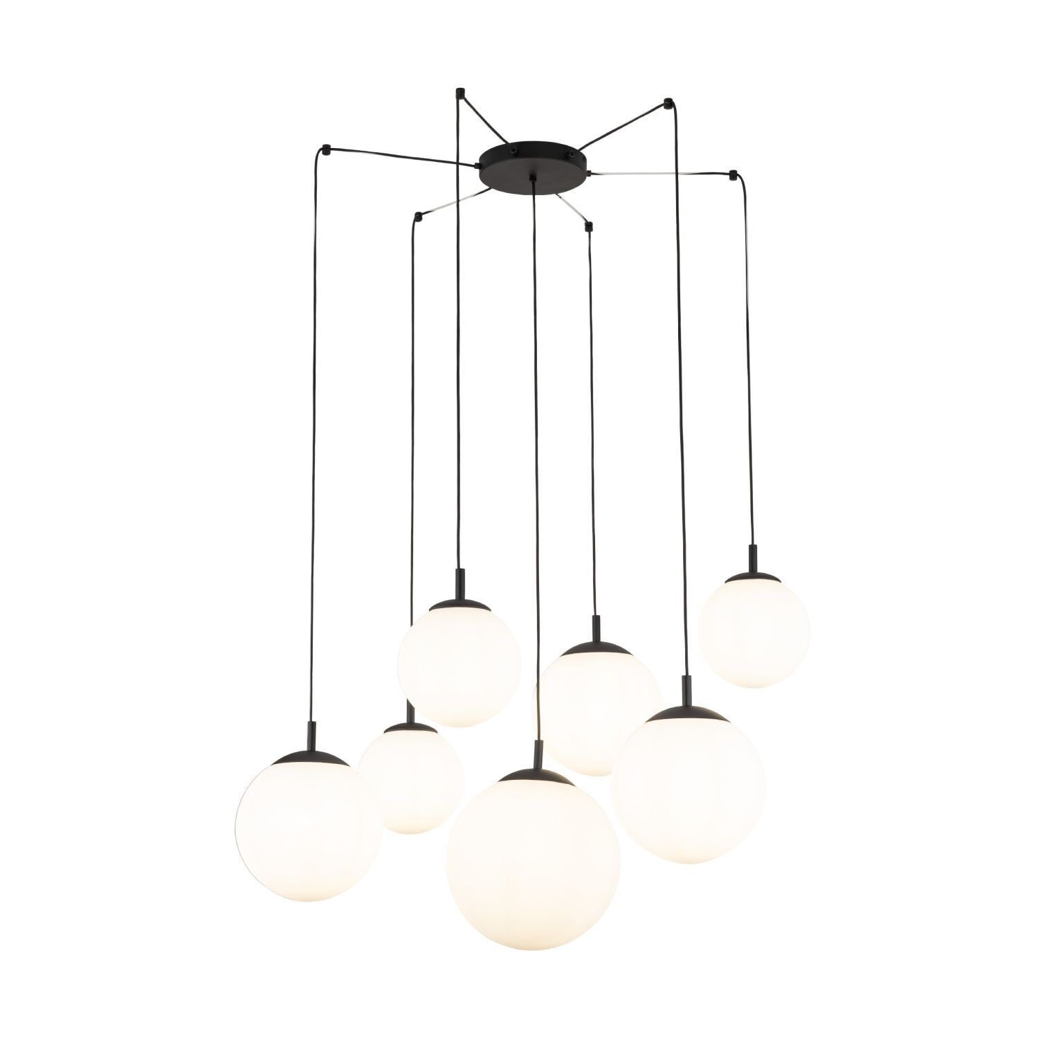 Suspension verre métal L : 400 cm réglable 7x E27 XXL Leuchter, Lampe