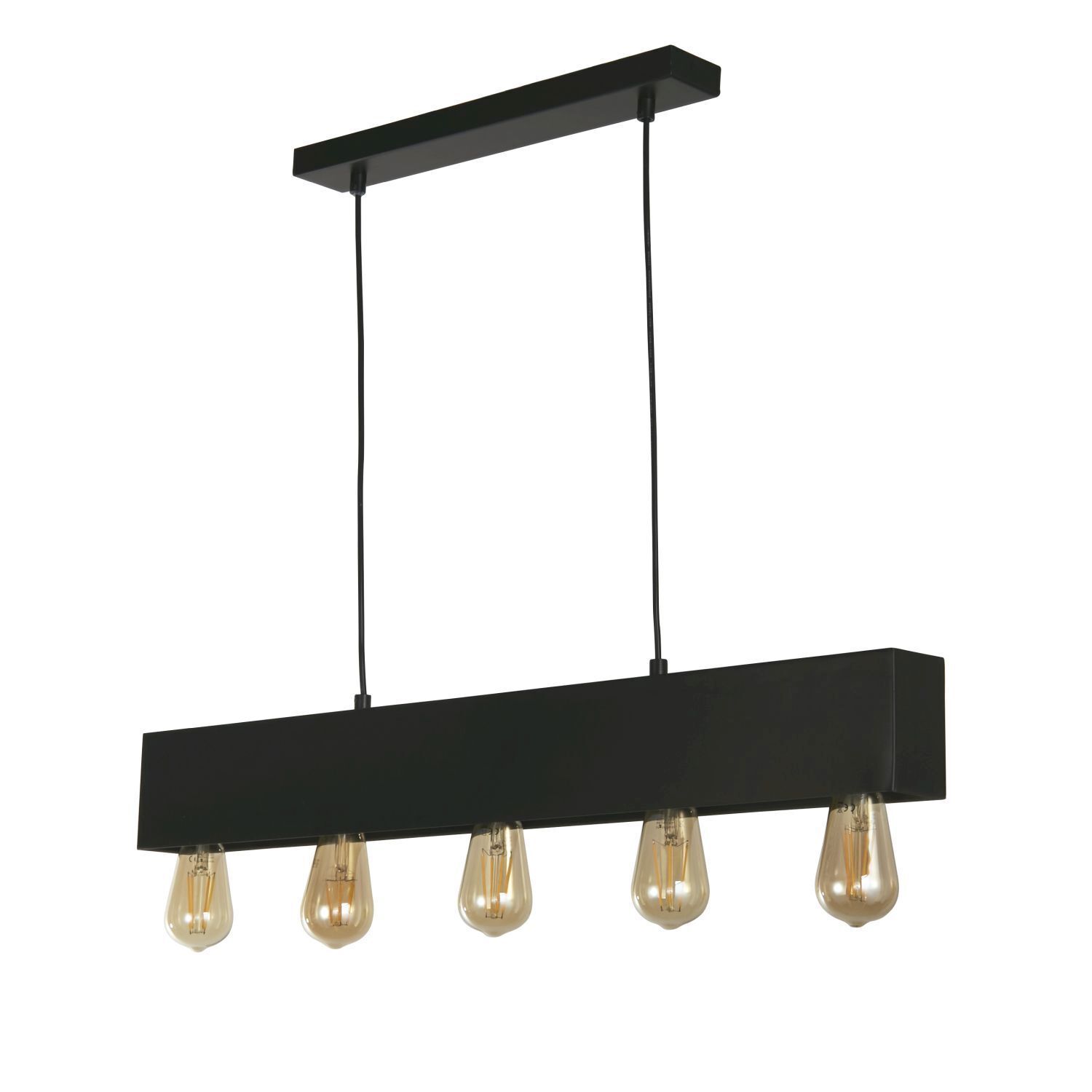 Suspension noire métal 5-flmg E27 80 cm allongée
