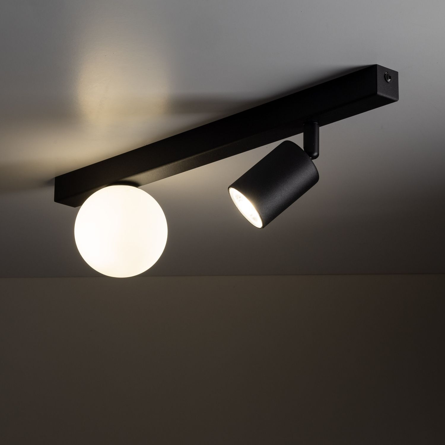 Spot de plafond verre métal 49 cm noir blanc GU10 + G9