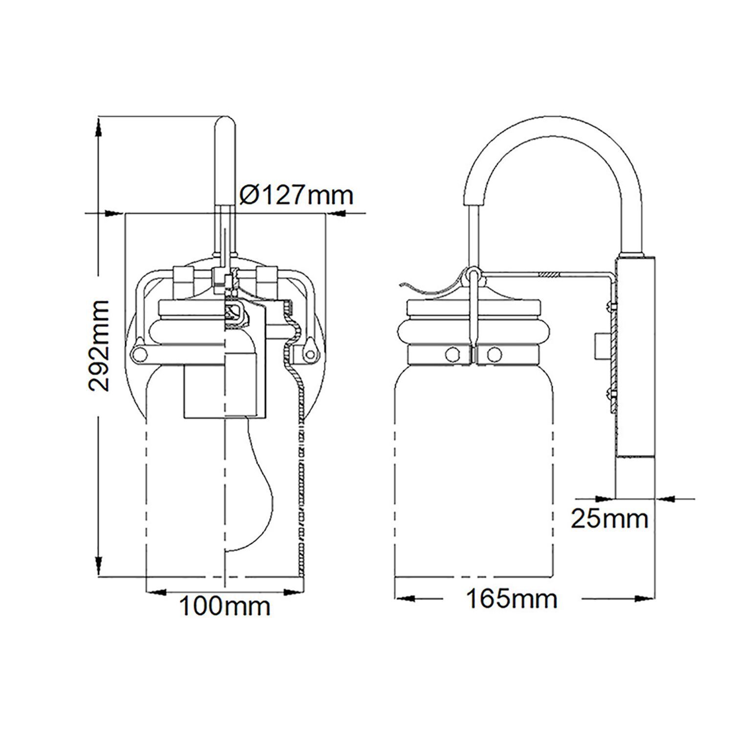 Applique Métal Verre H : 29,2 cm en laiton brossé E27 Diagramm, Handlung, CAD-Diagramm