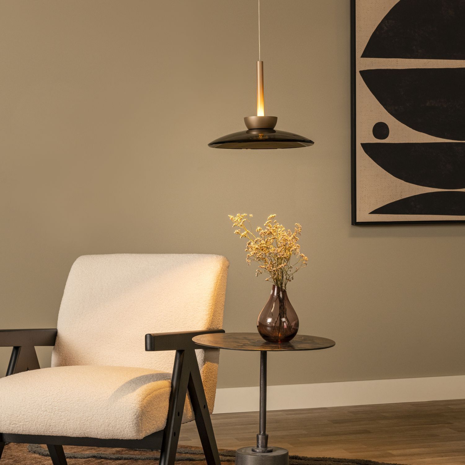 LED Hängelampe Glas 2700 K B:32 cm Bernstein edel Lampe, Mobiliar, Stehlampe