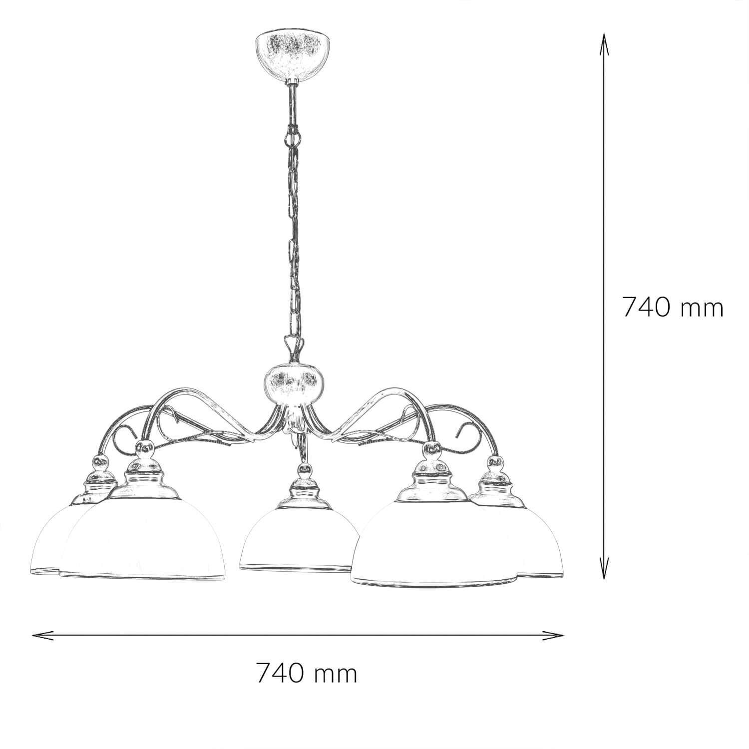 Lampe à suspendre marron antique Art Nouveau Table à manger 5xE27 Leuchter, Lampe
