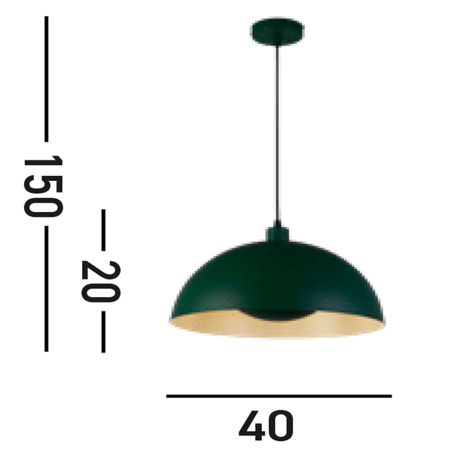 Suspension en métal vert E27 jusqu'à 60 W Ø40 cm Loft