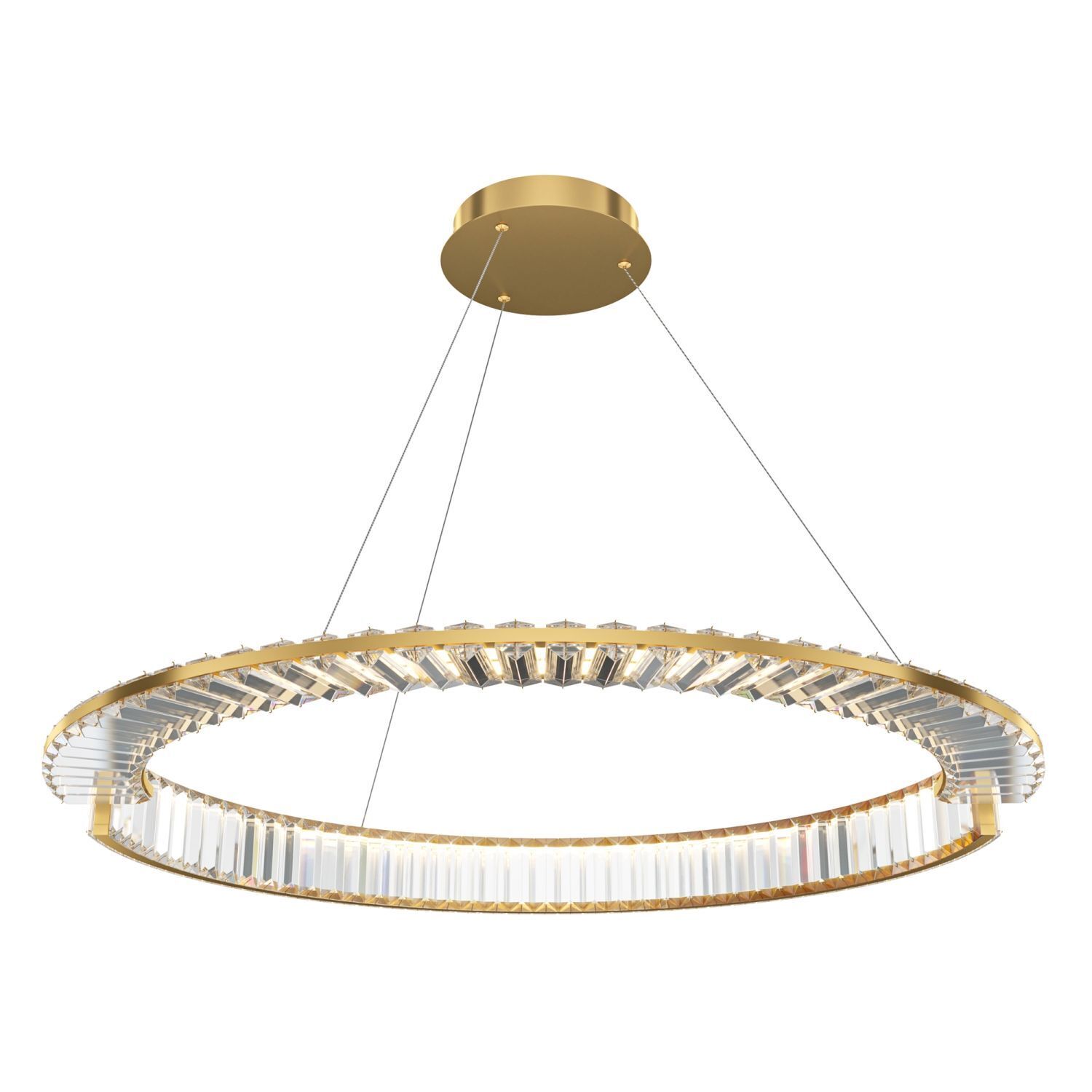 Lustre à LED cristal métal D : 80,5 cm en or