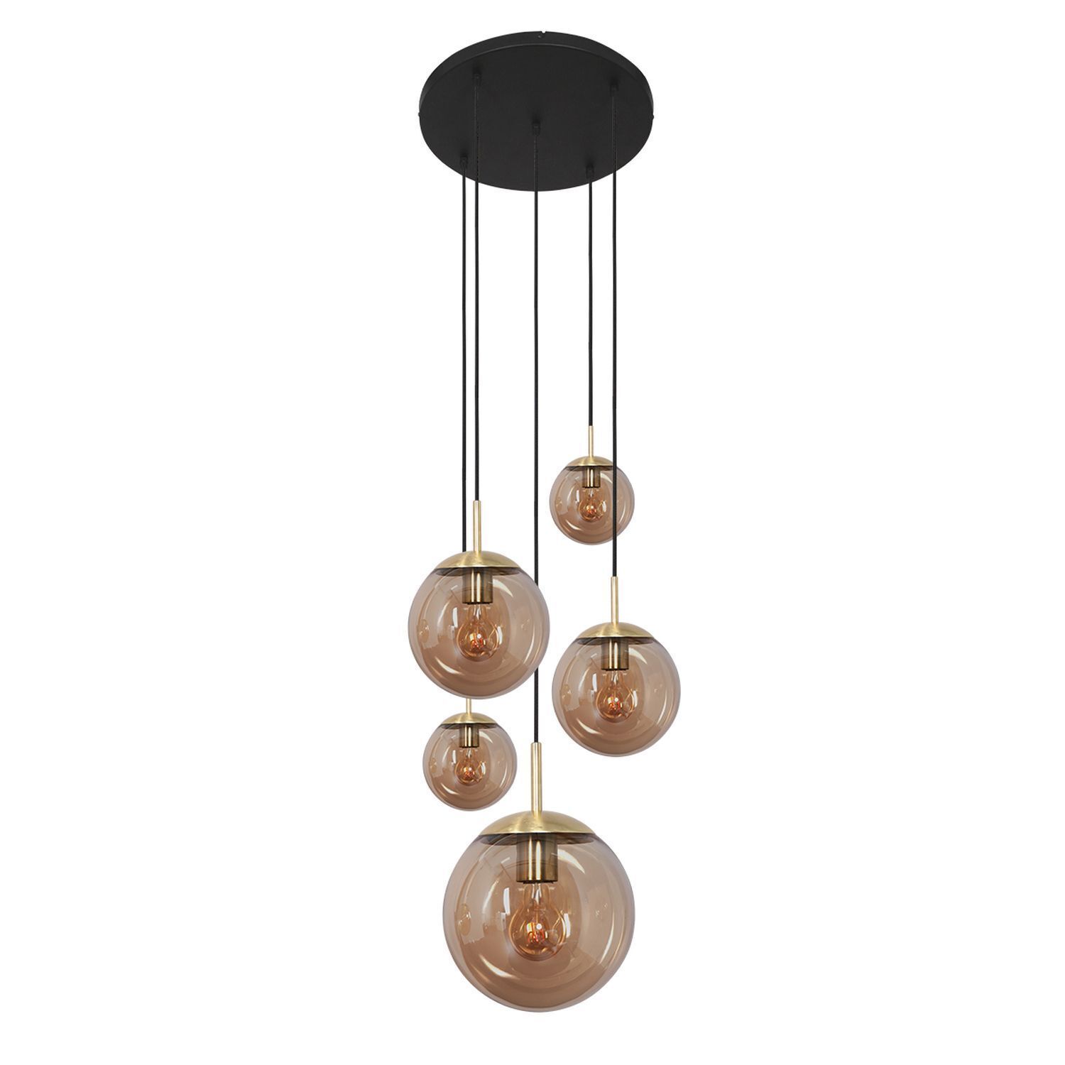 Suspension ronde verre en ambre Ø60 cm E27 Moderne