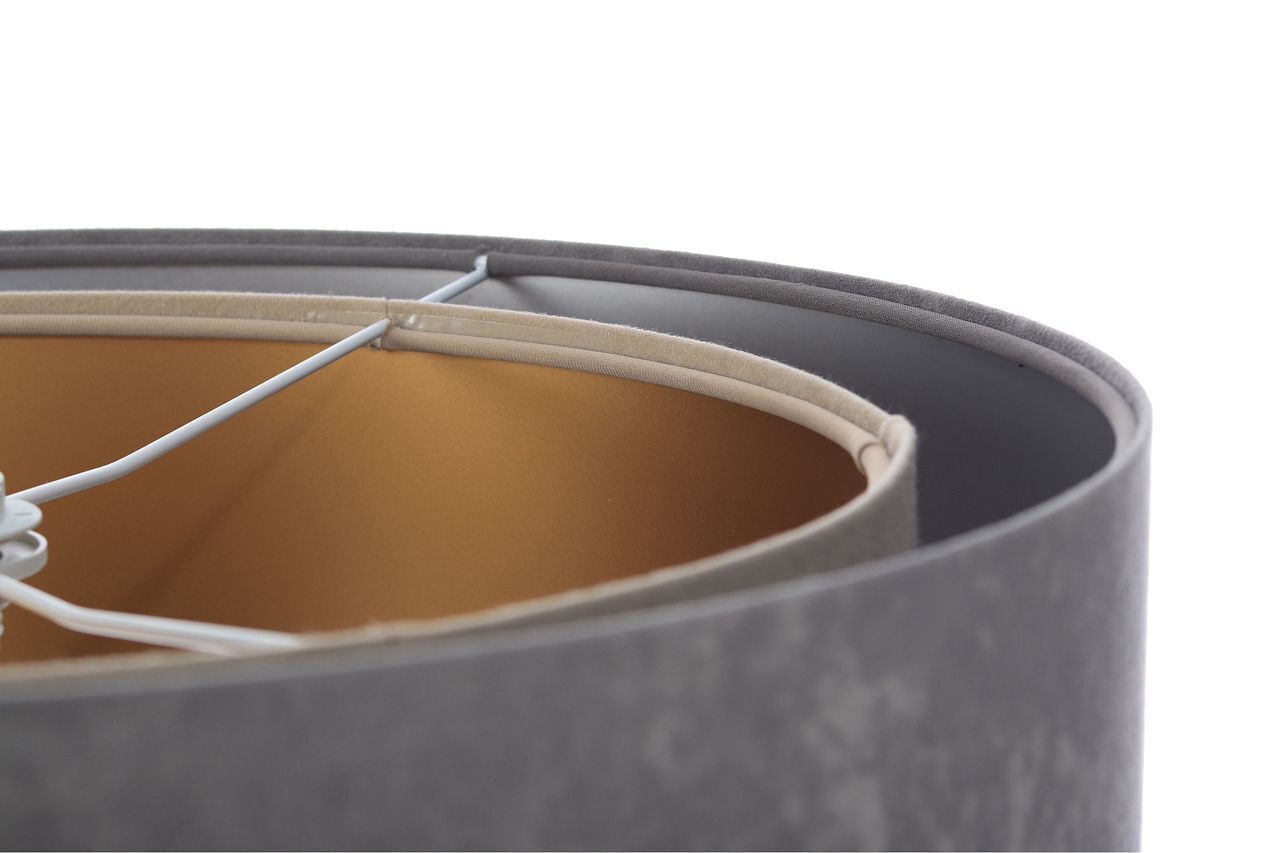 Suspension ronde Ø 50 cm Gris Argent Beige Or E27 Tissu