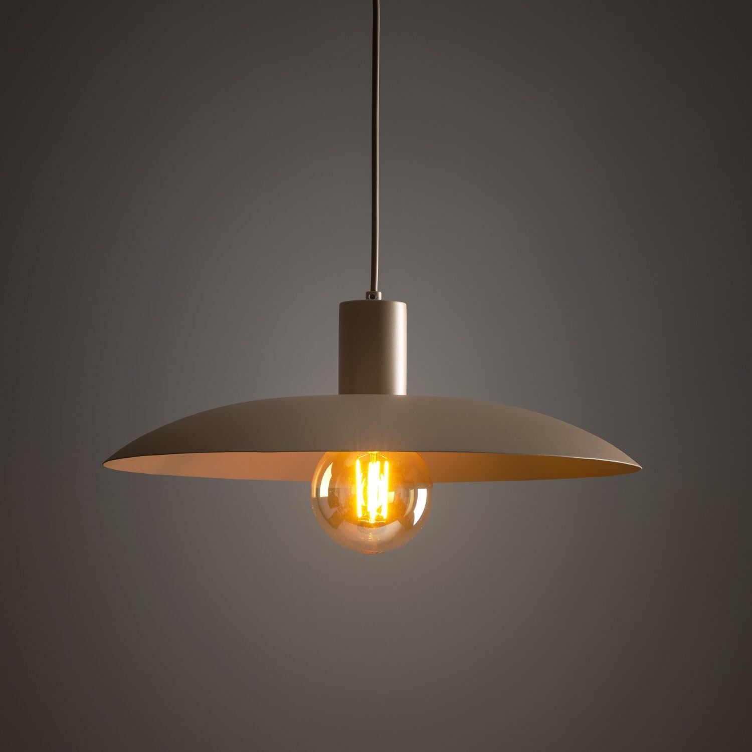 Lampe à suspendre ronde métal gris sable Ø41 cm E27 Loft