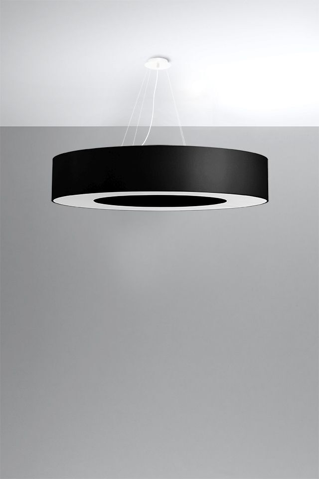 Lampe à suspendre ronde Ø 90 cm Noir Tissu Abat-jour 8x E27