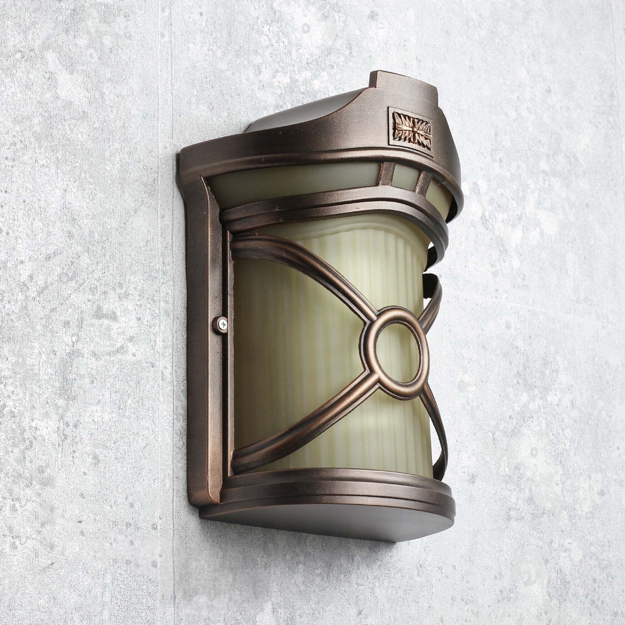 Applique murale extérieure rustique marron antique verre cannelé Applique murale extérieure rustique marron antique verre cannelé