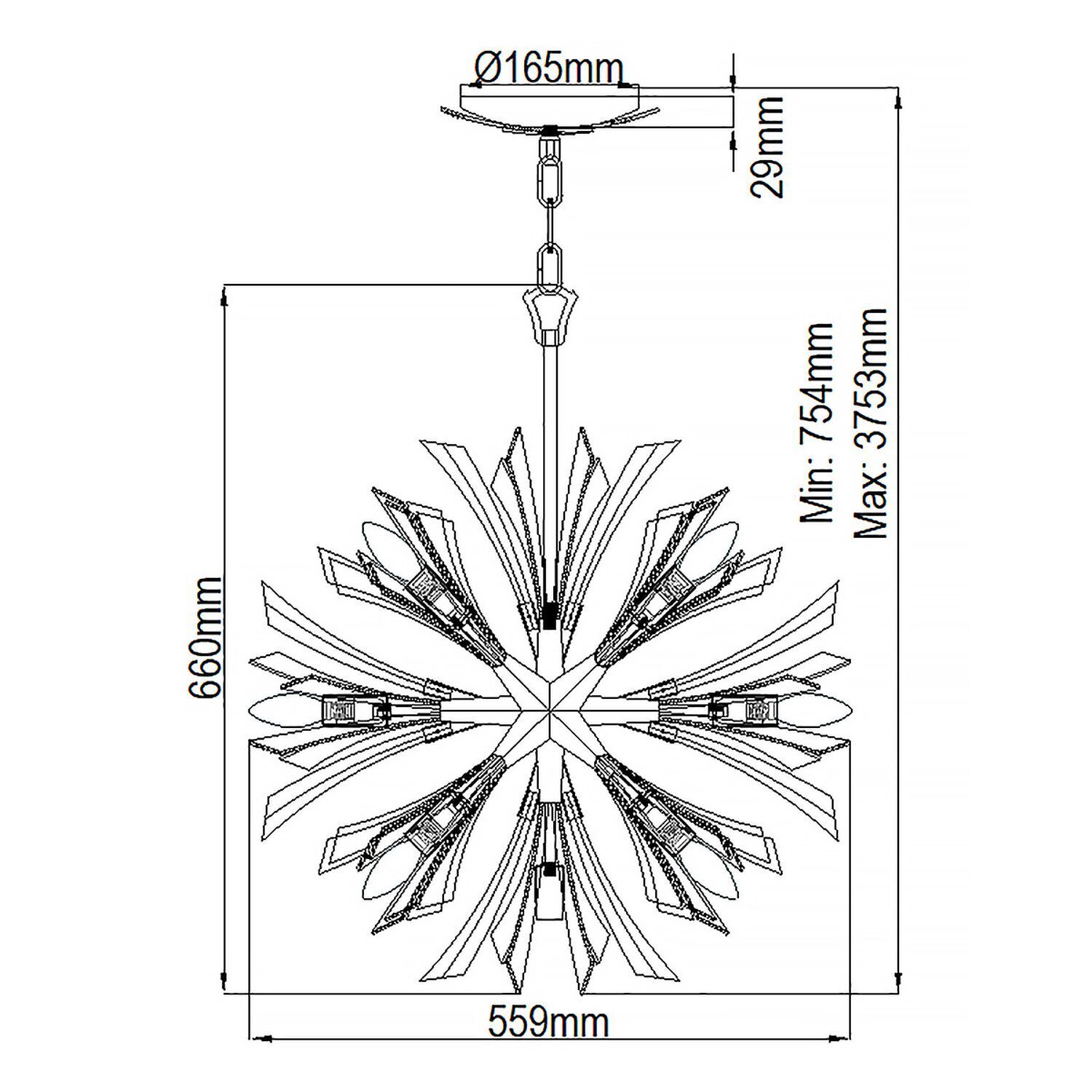 Lampe à suspendre métal cristal en or bruni Ø 55,9 cm grande Leuchter, Lampe