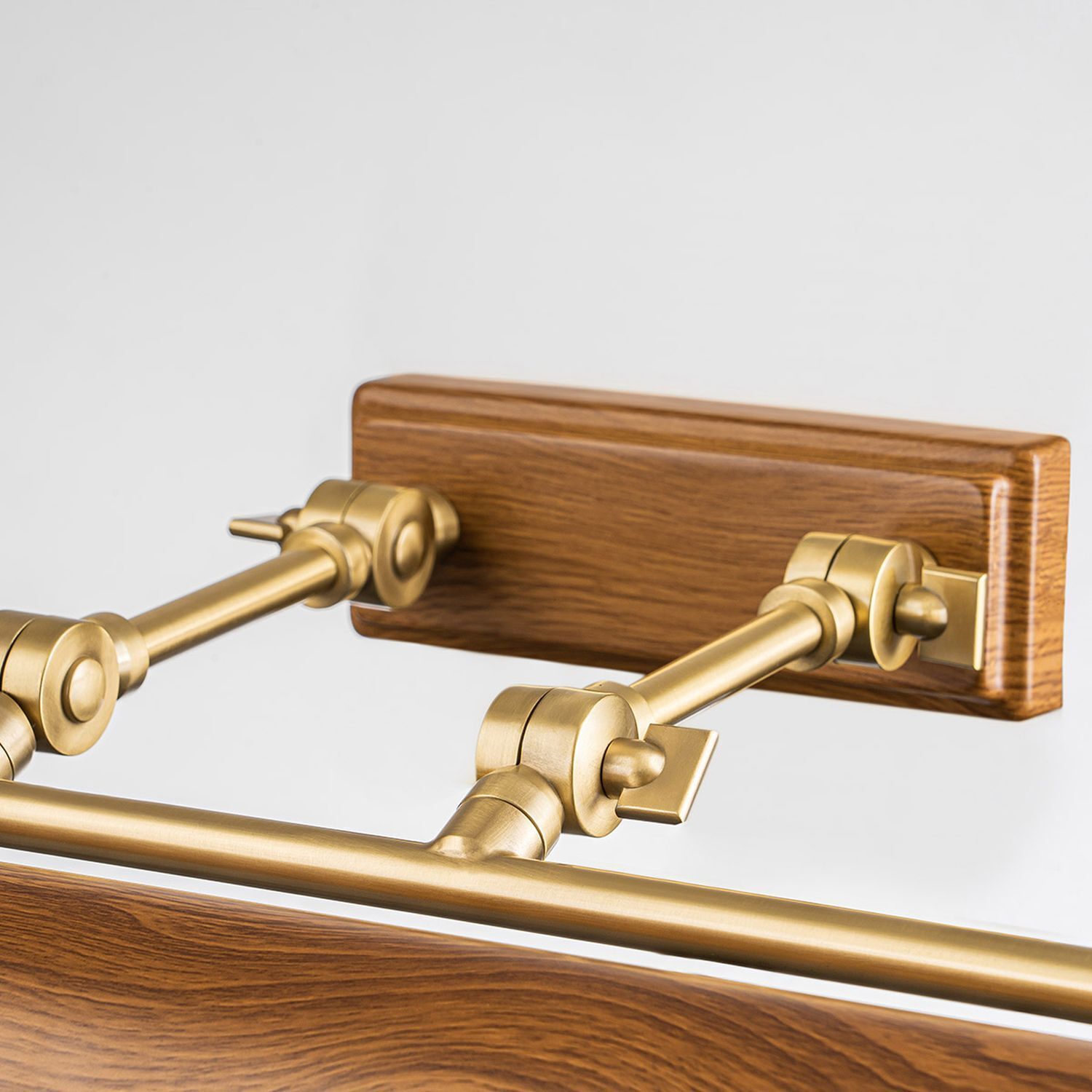 Lampe à tableau aspect bois métal 70 cm en chêne laiton antique Bronze, Griff, Holz, Handlauf