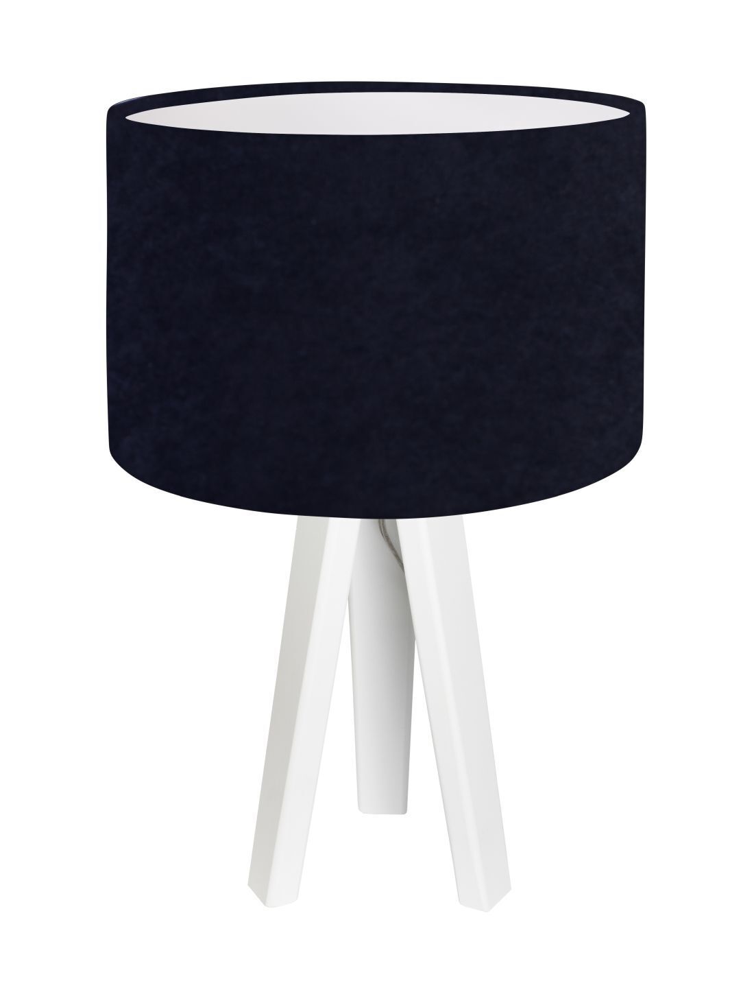 Lampe de table bleu foncé blanc 46cm bois tripode rétro