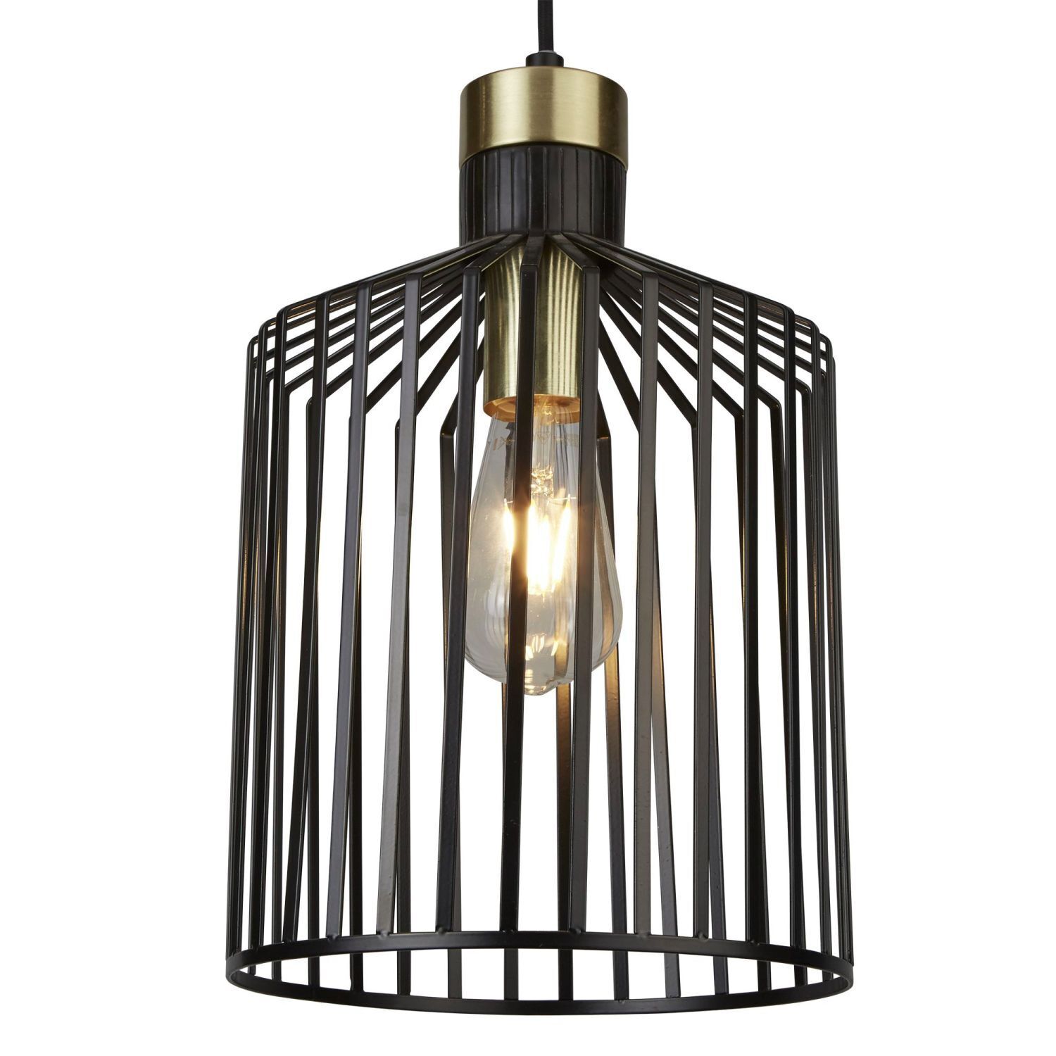 Lampe à suspendre métal Ø 22 cm en noir laiton E27