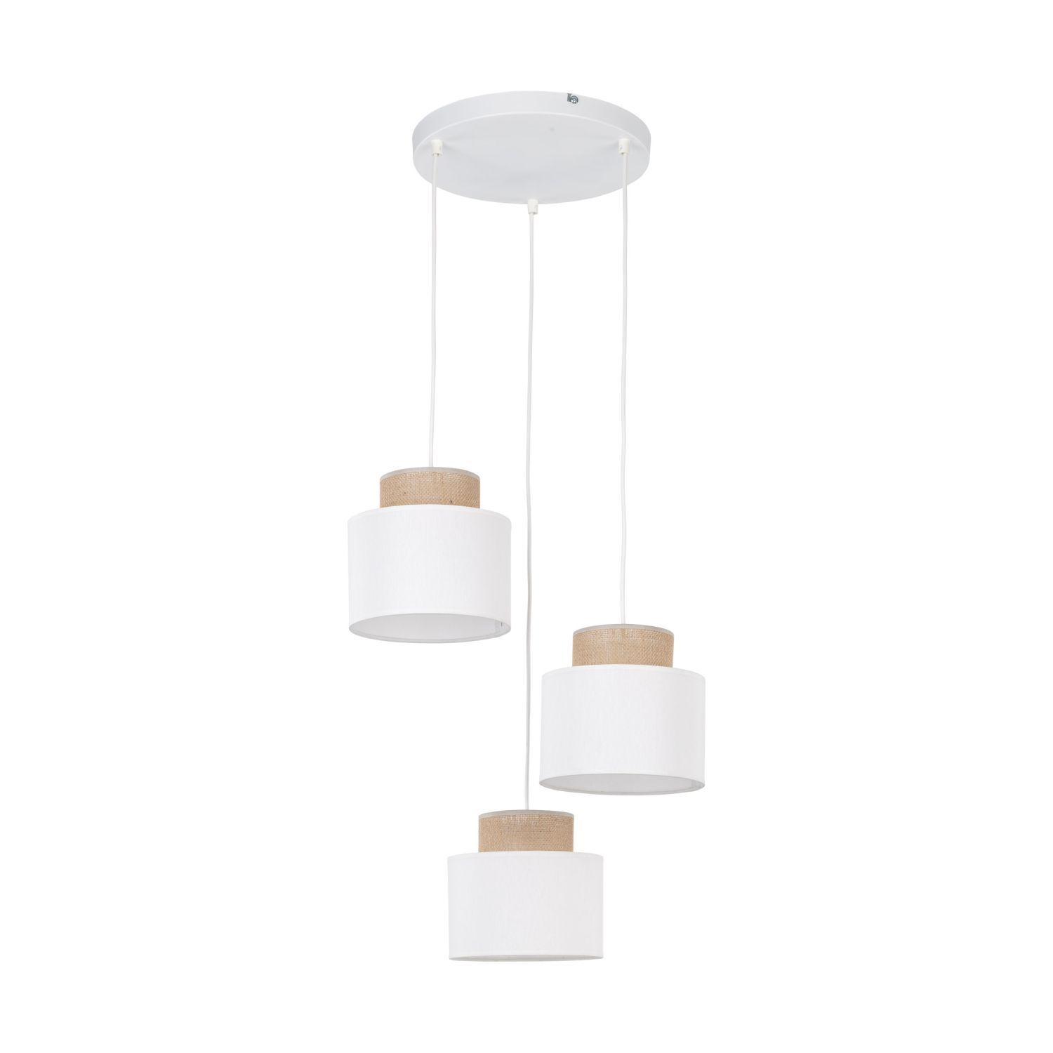 Suspension réglable tissu jute H : max. 1,1 m 3x E27 Deckenleuchte, Lampe, Kronleuchter