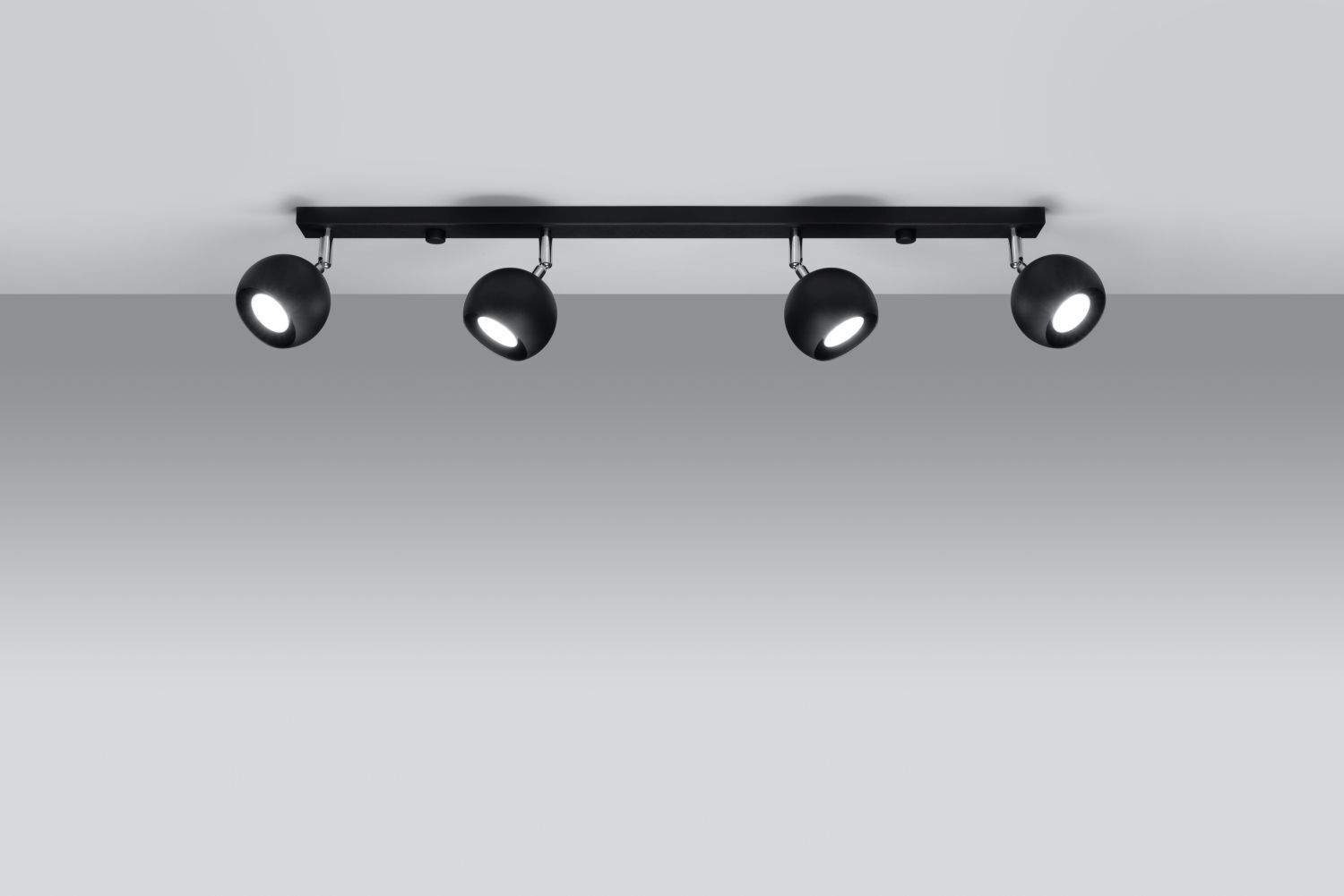 Projecteur noir acier 4 flammes 80cm de long rétro GU10