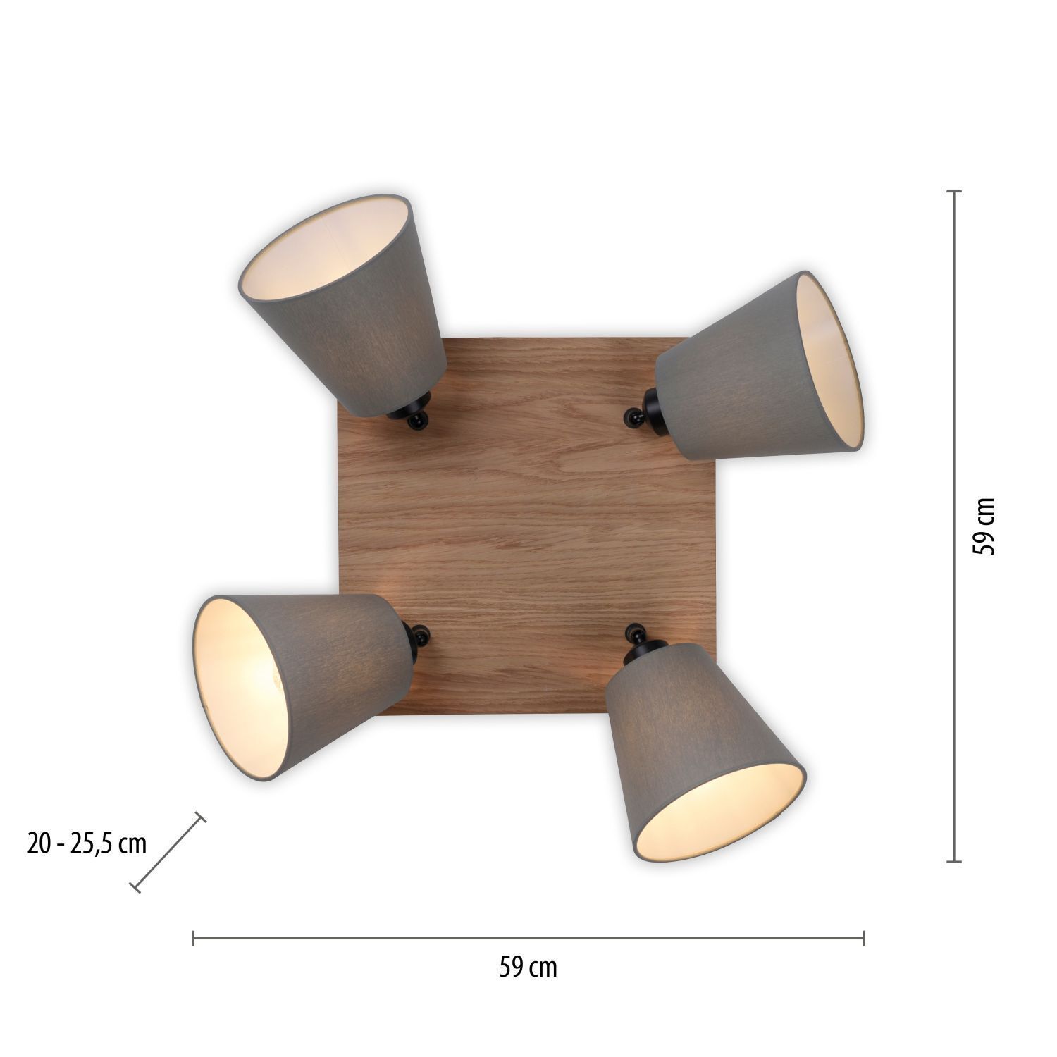 Spot de plafond tissu bois E27 L:59 cm mobile taupe naturel Beleuchtung, Lampe, Lampenschirm