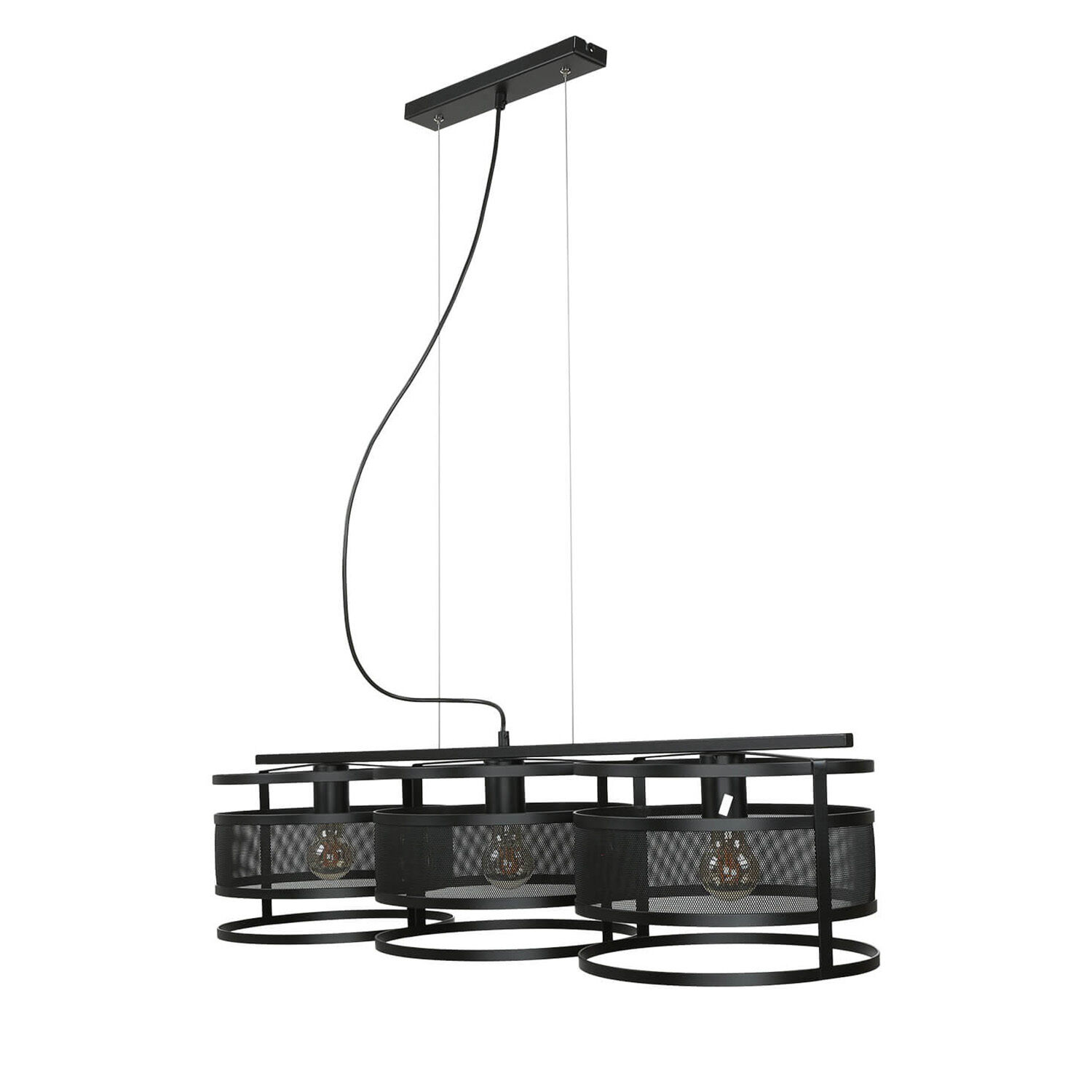 Suspension Noir Moderne 3-flamme Mesh Métal E27