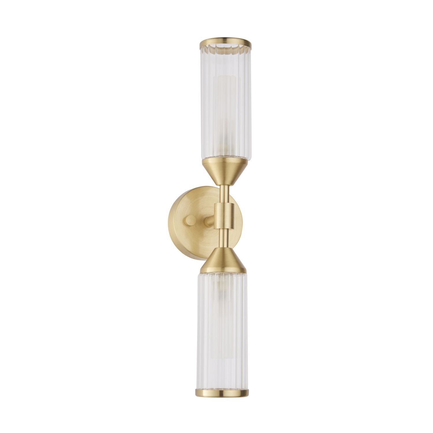 Applique métal verre strié 41,5 cm de haut en laiton 2x G9
