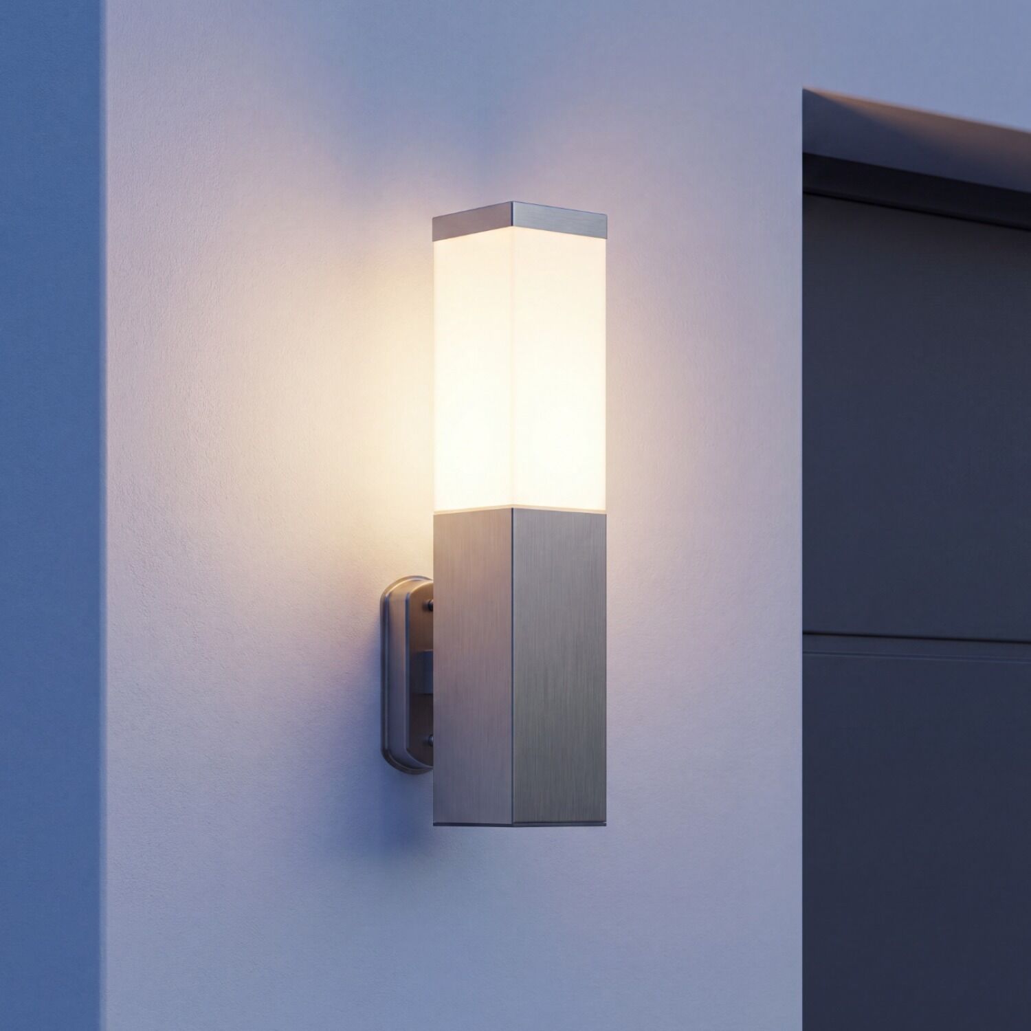 Lampe d'extérieur carrée en acier inoxydable IP44 à faible éblouissement E27