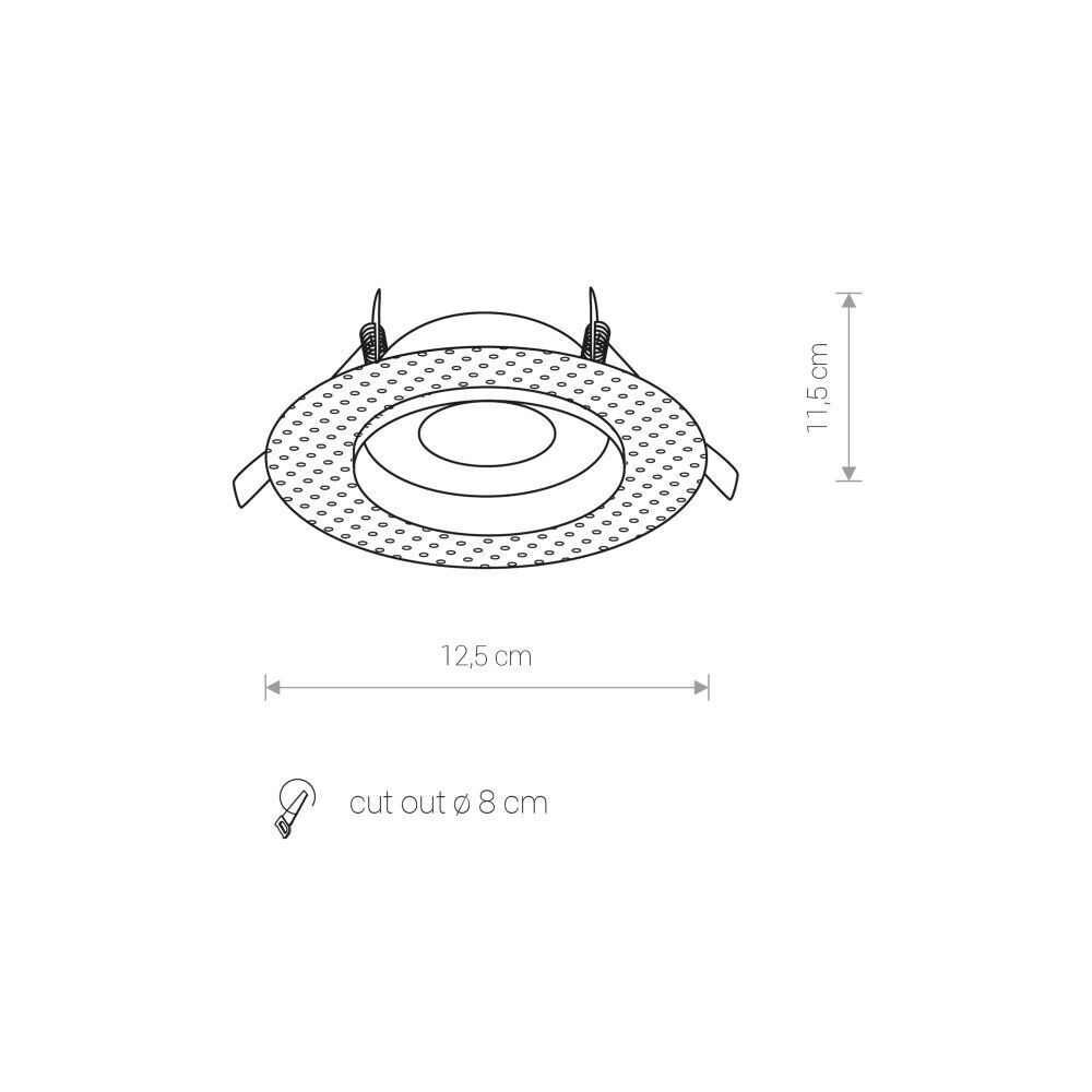 Spot encastré rond métal verre Ø12,5cm plat