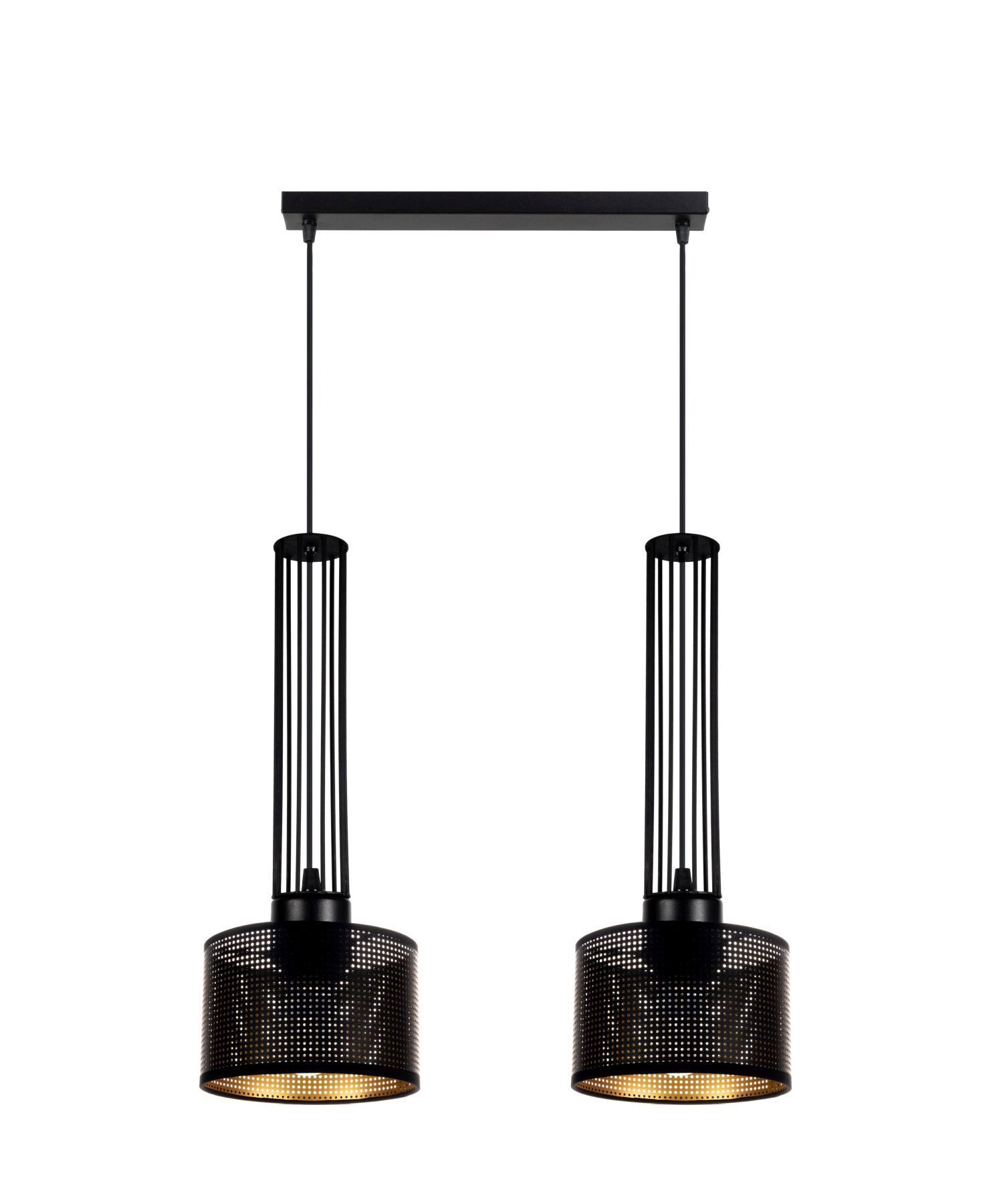 Longue lampe à suspendre métal 70 cm 2-flmg E27 noir or