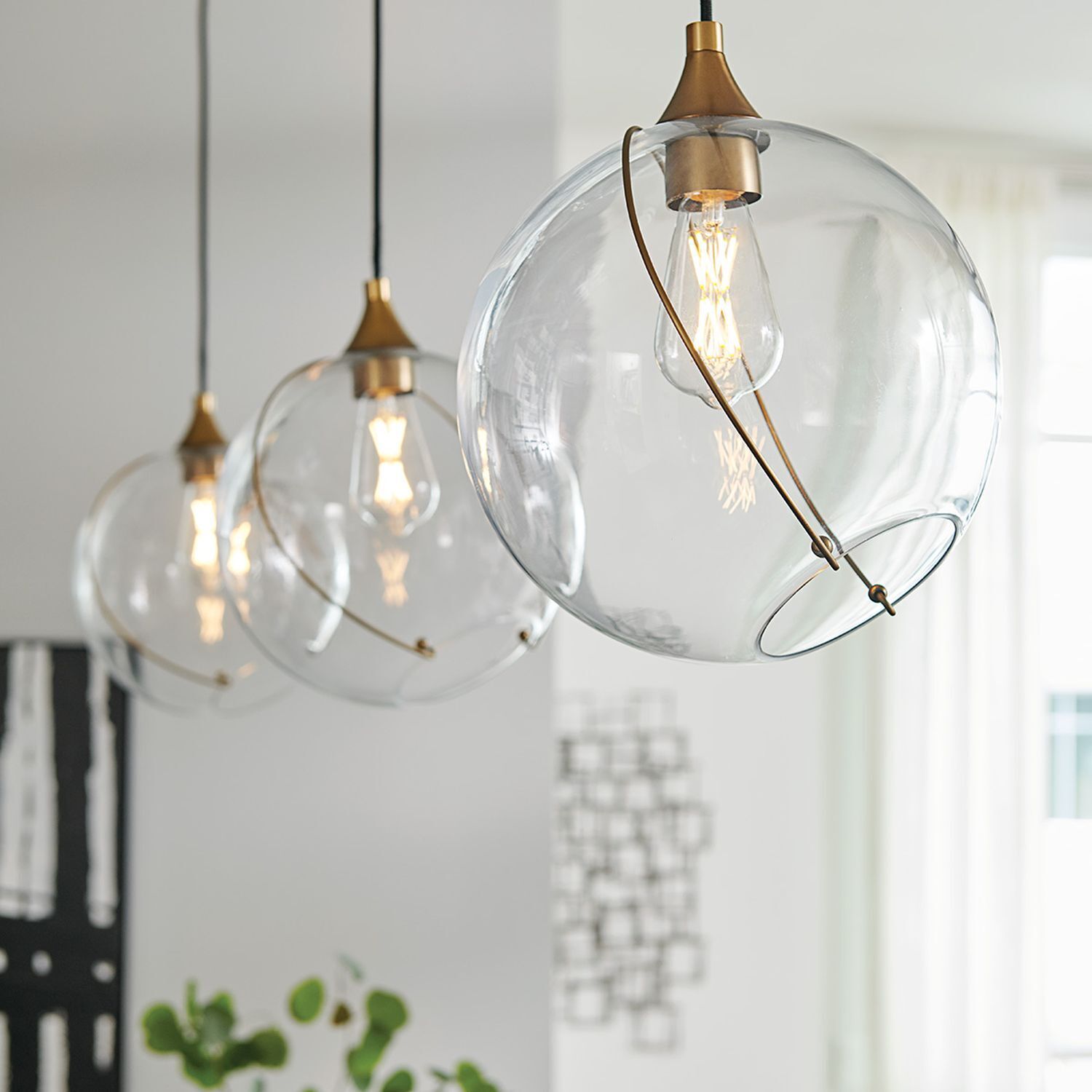 Suspension Boule Métal Verre E27 D : 27,4 cm Design Vintage