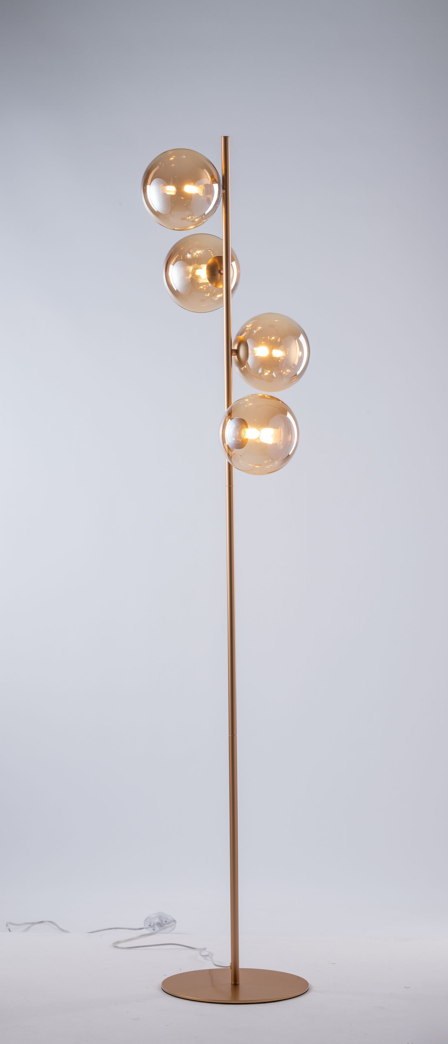 Lampadaire G9 métal verre en laiton champagne 160 cm