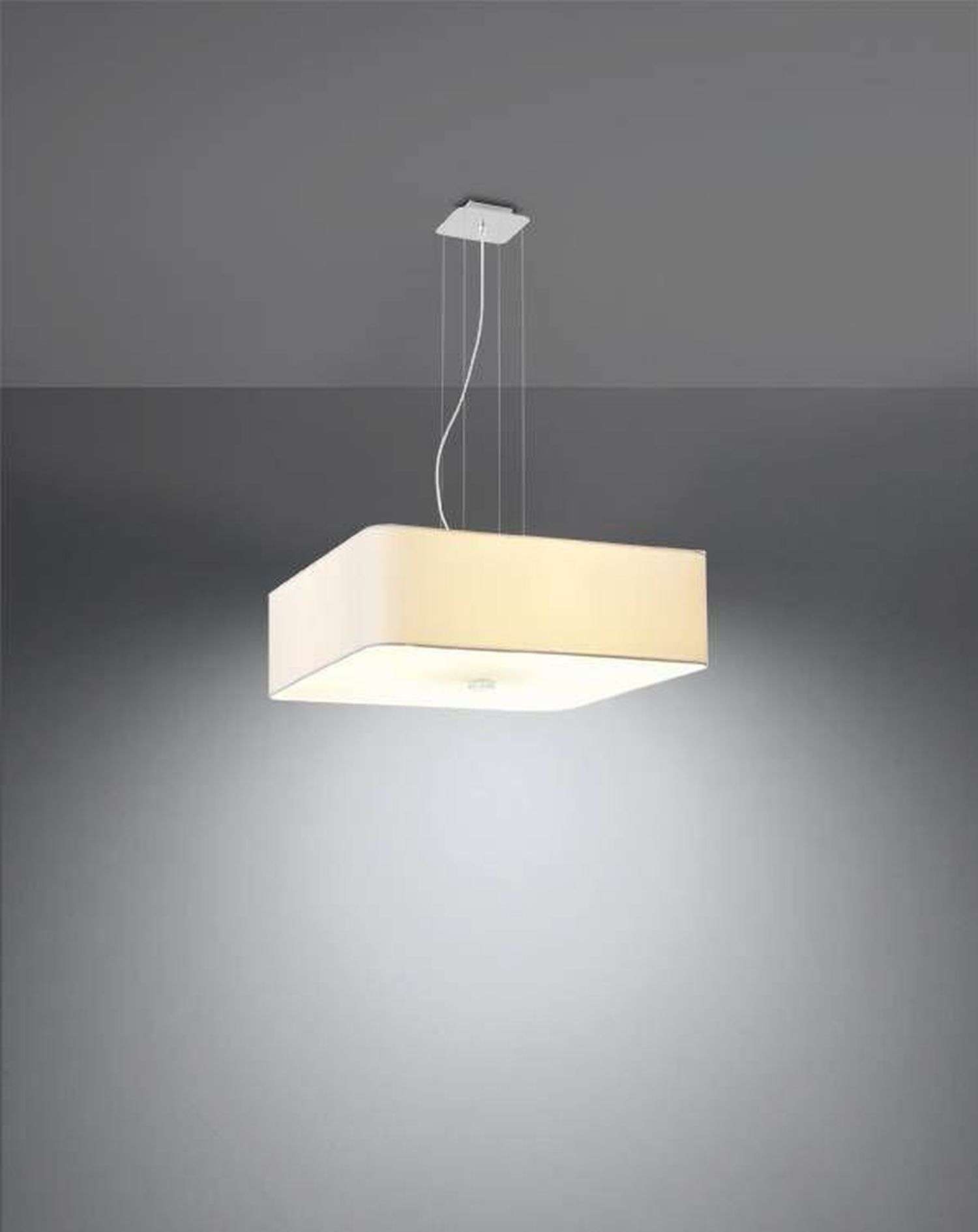Lampe à suspendre Tissu Verre Blanc Carré Moderne faible éblouissement