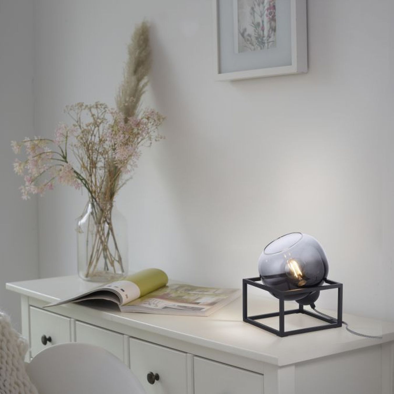 Tabelle, Innenarchitektur, Schreibtisch, Blumen-Arrangement, Lampe