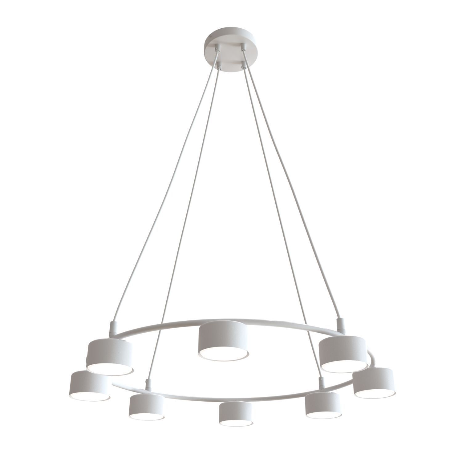 Suspension Blanc Métal accentué L:64 cm 8-flamme