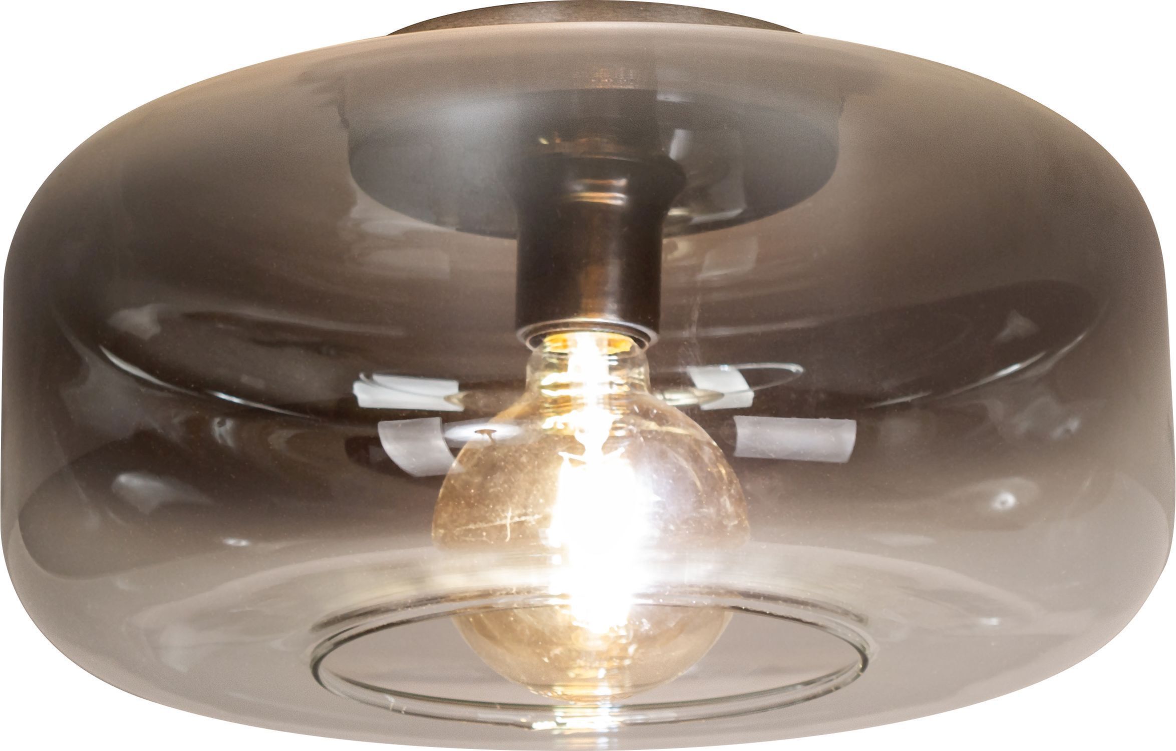 Petite lampe de plafonnier en verre fumé rond Ø 35 cm E27 anti-éblouissement