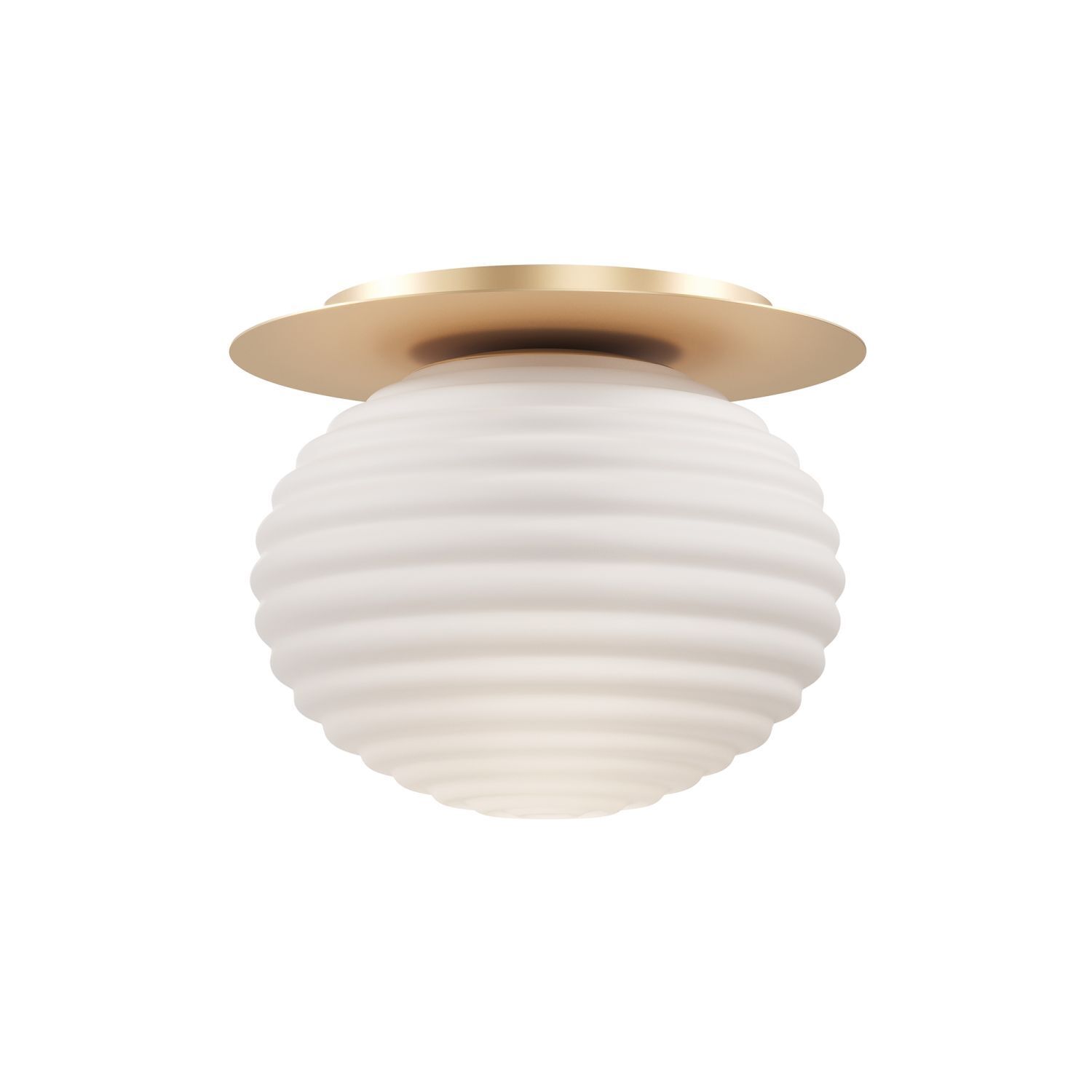 Lampe de plafond métal verre E27 D : 35 cm rond en or blanc