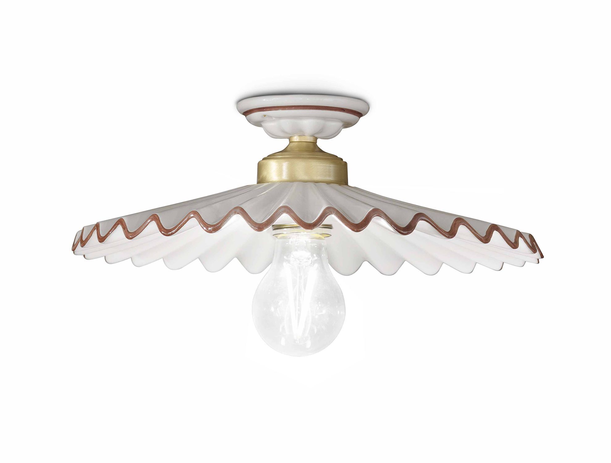 Lampe de plafond métal céramique E27 D : 41 cm rond maison de campagne