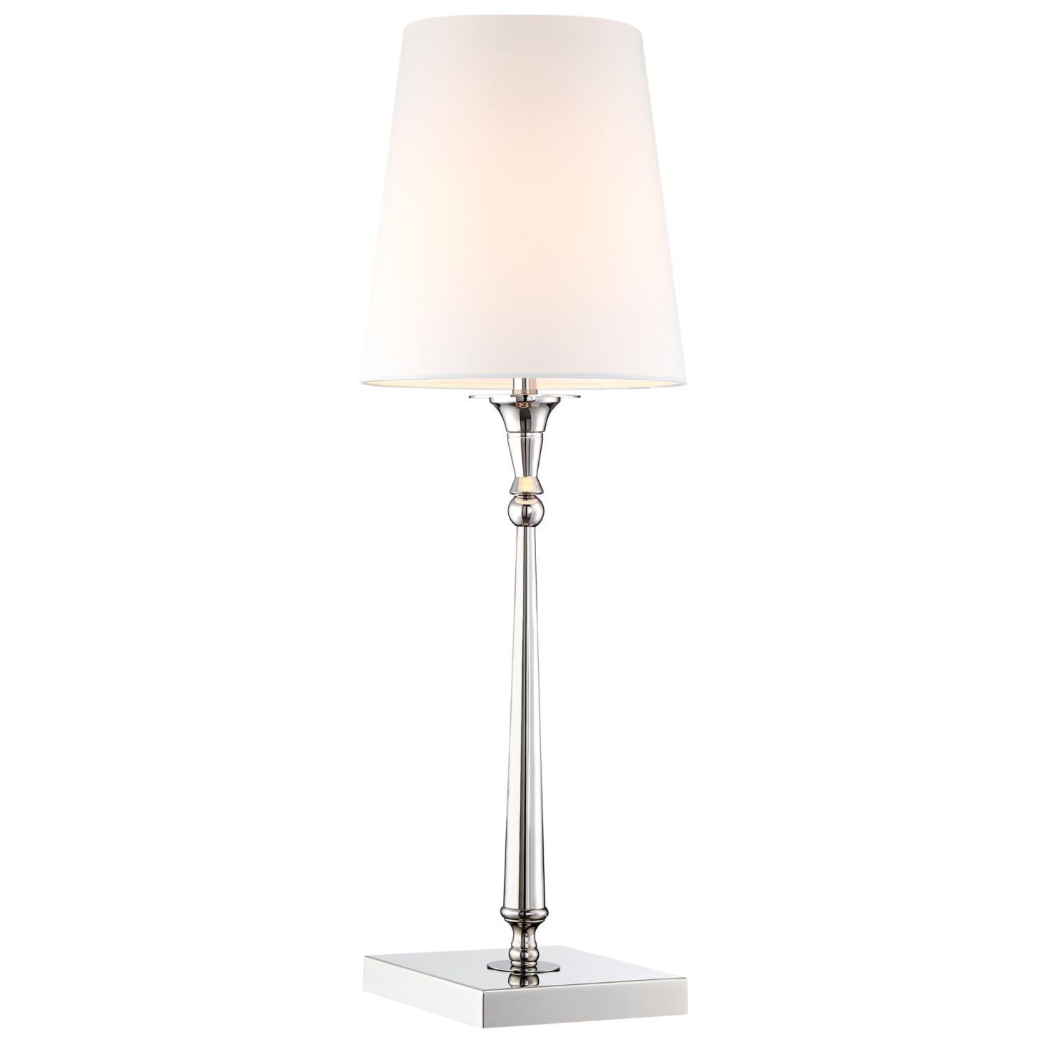 Tischlampe Stoff Metall 58 cm in Nickel Weiß E27