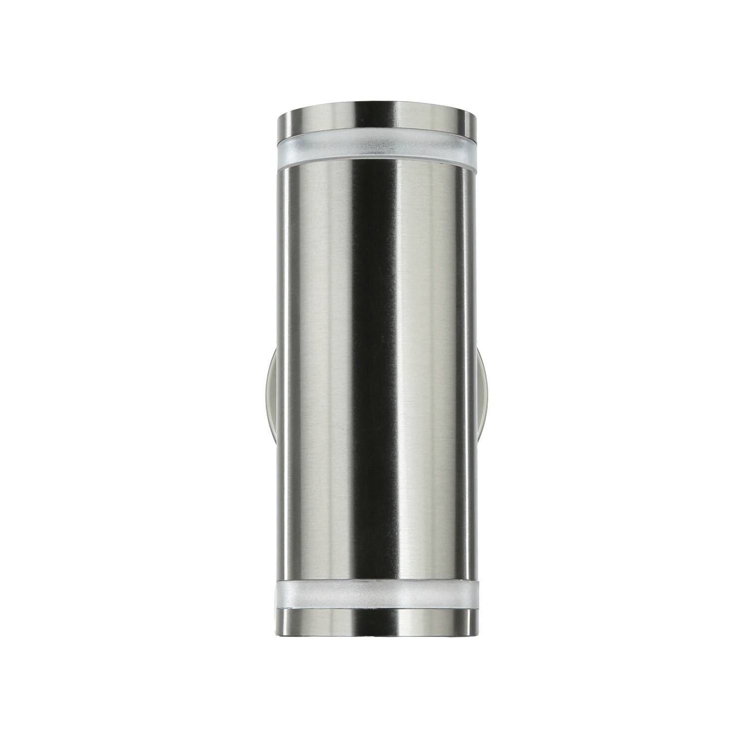Außenlampe Wand Edelstahl 23 cm hoch IP44 GU10 LED Edelstahl, Thermo-Becher, Edelstahlbecher, auslaufsicher, Zylinderform