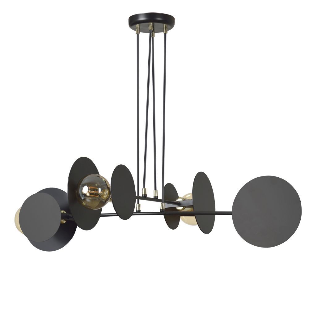 Lampe à suspendre noire métal ajustable 4x E27 Moderne
