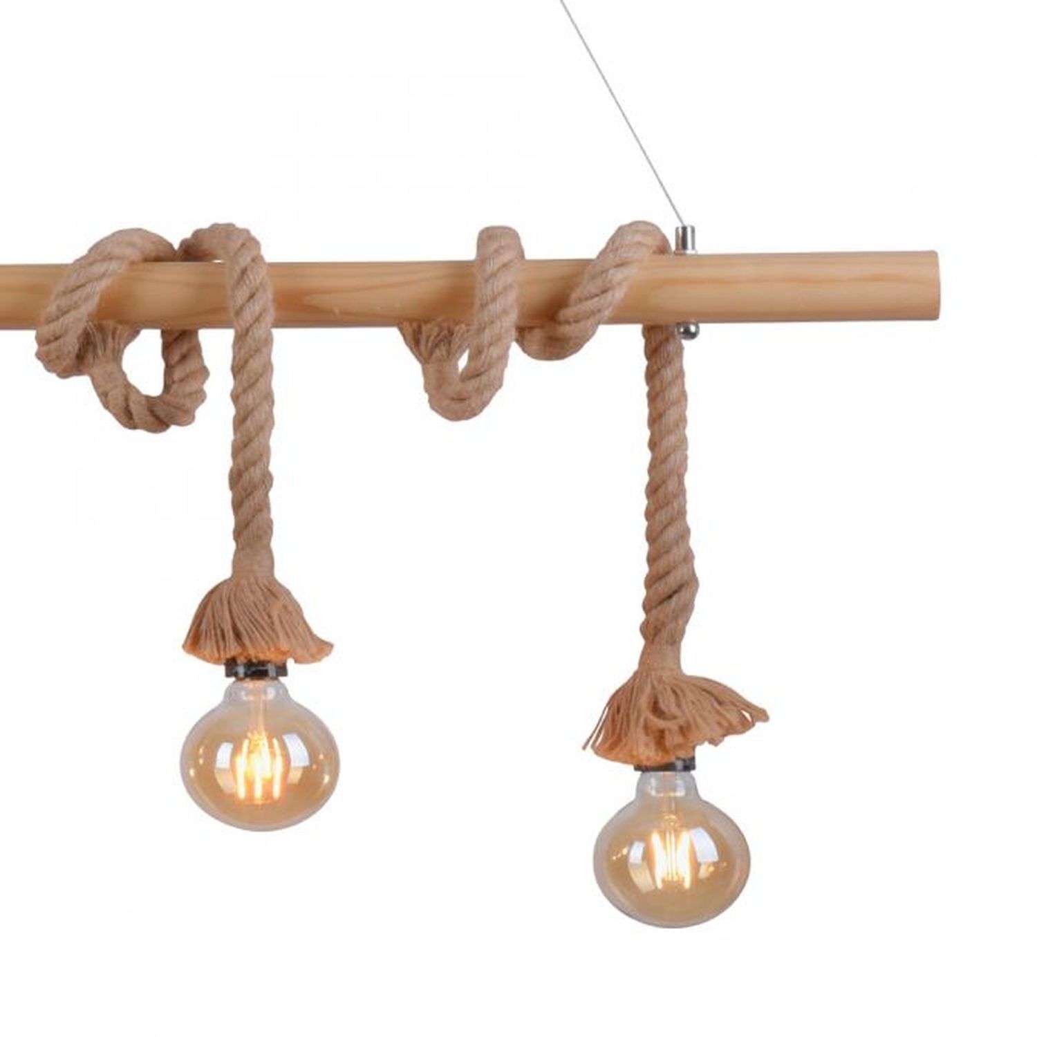 Suspension vintage poutre en bois corde E27 100 cm Suspension vintage poutre en bois corde E27 100 cm