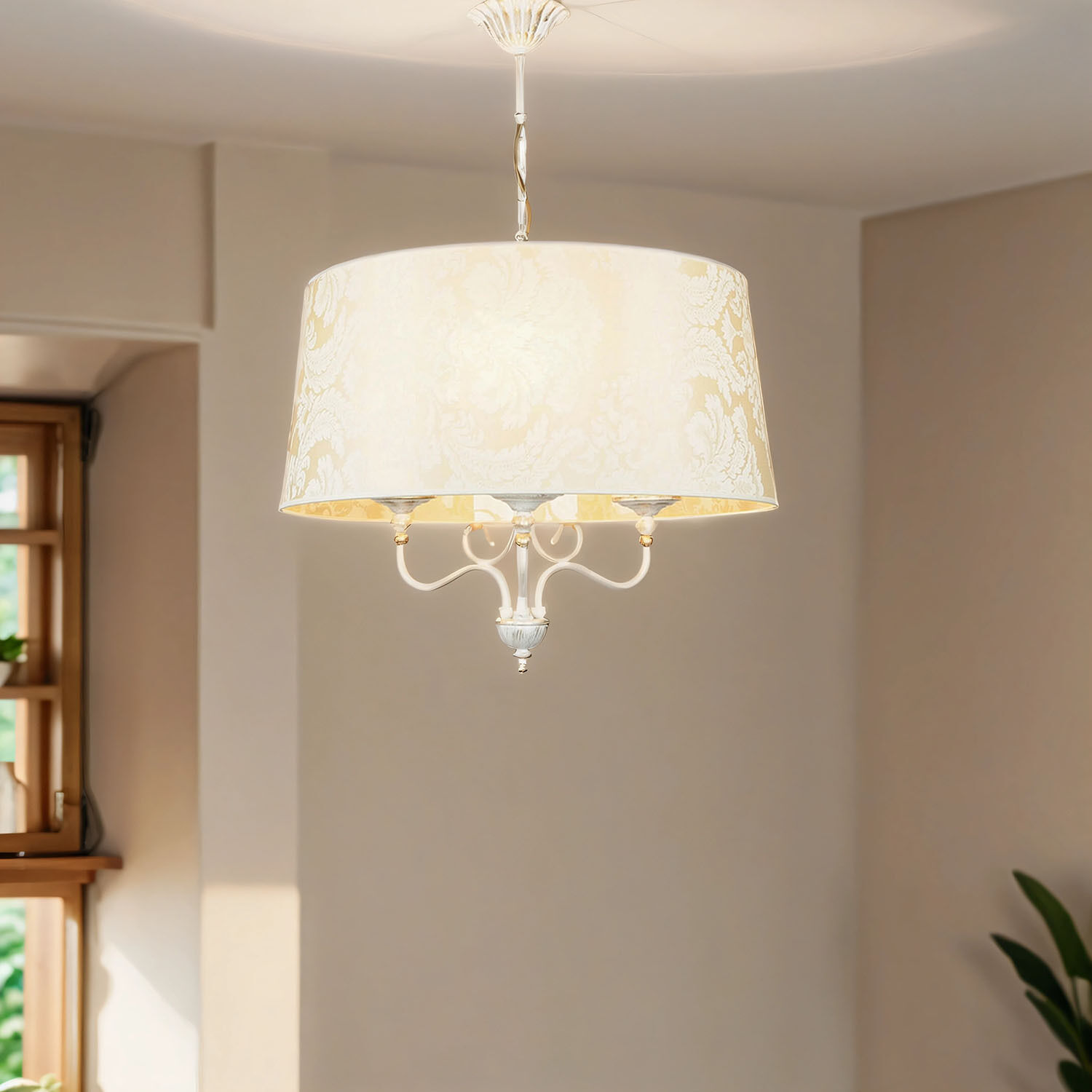 Tissu Lampe à suspendre avec motif baroque GANARA Lampe