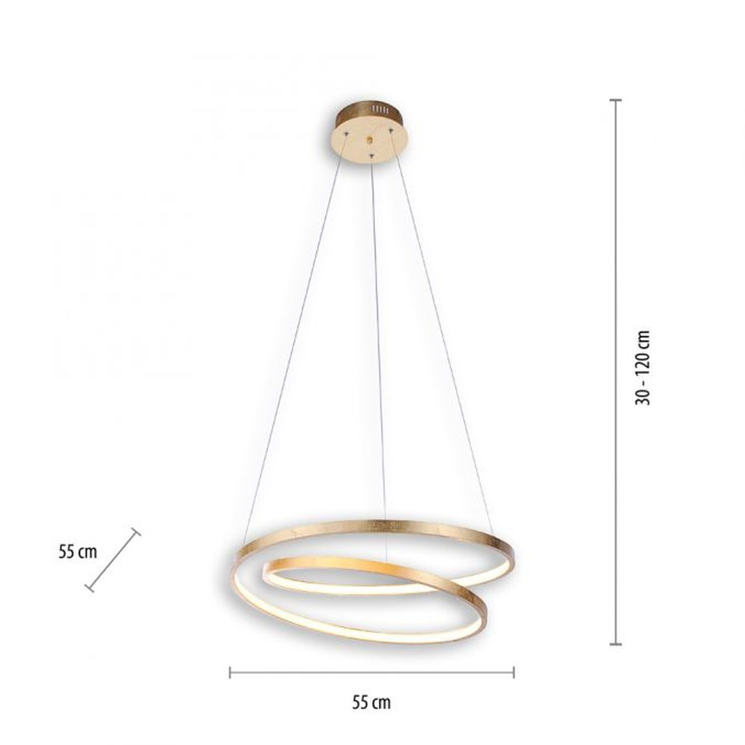 Suspension LED en feuille d'or L:55 cm 4000 lm dimmable