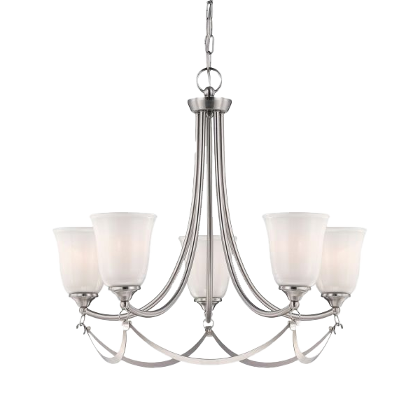 Kronleuchter, Pendellicht, Metall, Fünf-Licht, Glasschirm