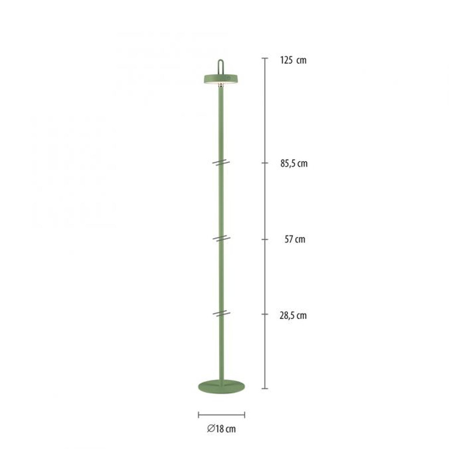 Lampadaire LED rechargeable Vert Dimmer Touch IP44 125,2 cm