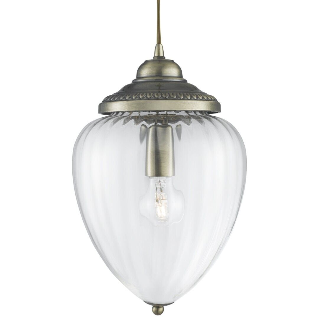 Suspension allongée rustique E27 avec abat-jour en verre Bronze