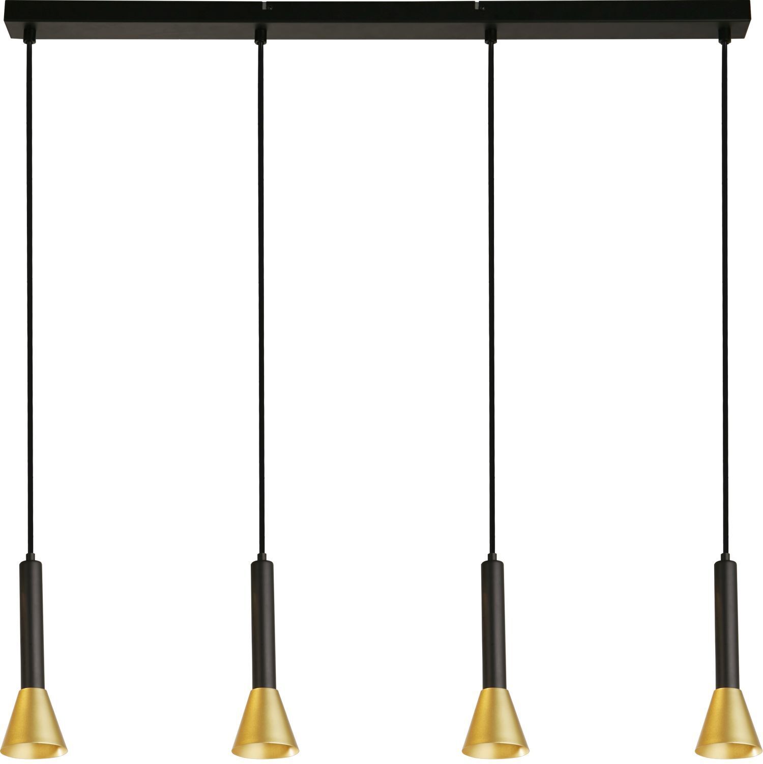 Lampe à suspendre 4 flammes en noir or GU10 métal rétro