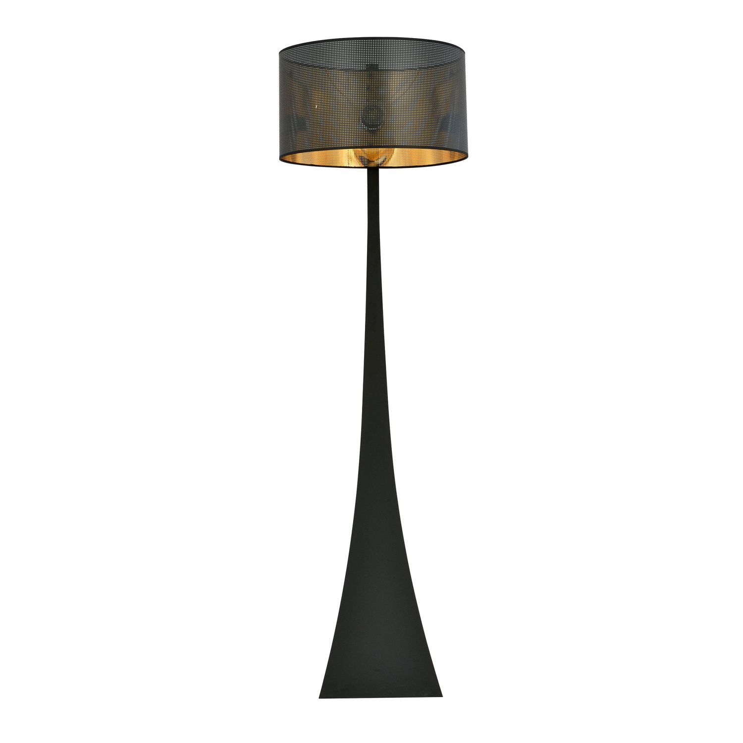 Lampadaire Tissu Métal 157 cm Moderne en noir or E27