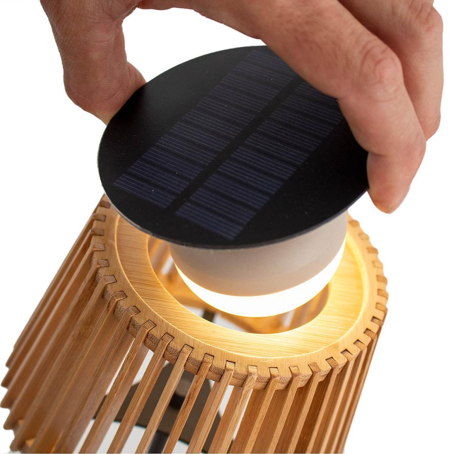 Lampe de table portable LED solaire bois métal 36 cm IP54 2700K Lampe, Drinnen, Innenarchitektur, Holz, Klebeband