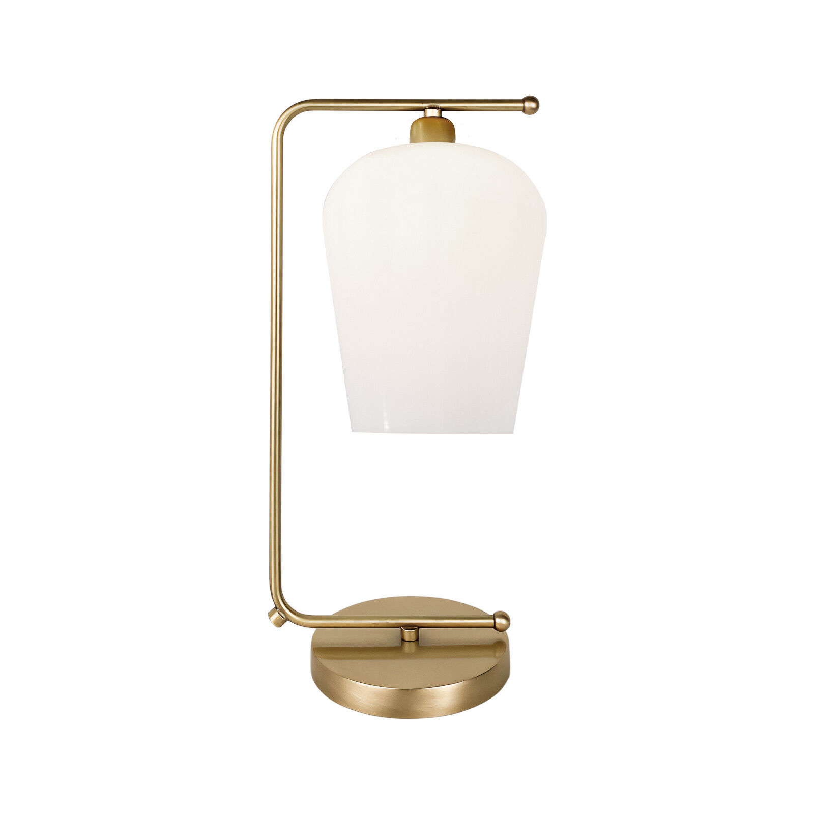 Lampe de table laiton verre 46 cm E27 en bronze clair blanc