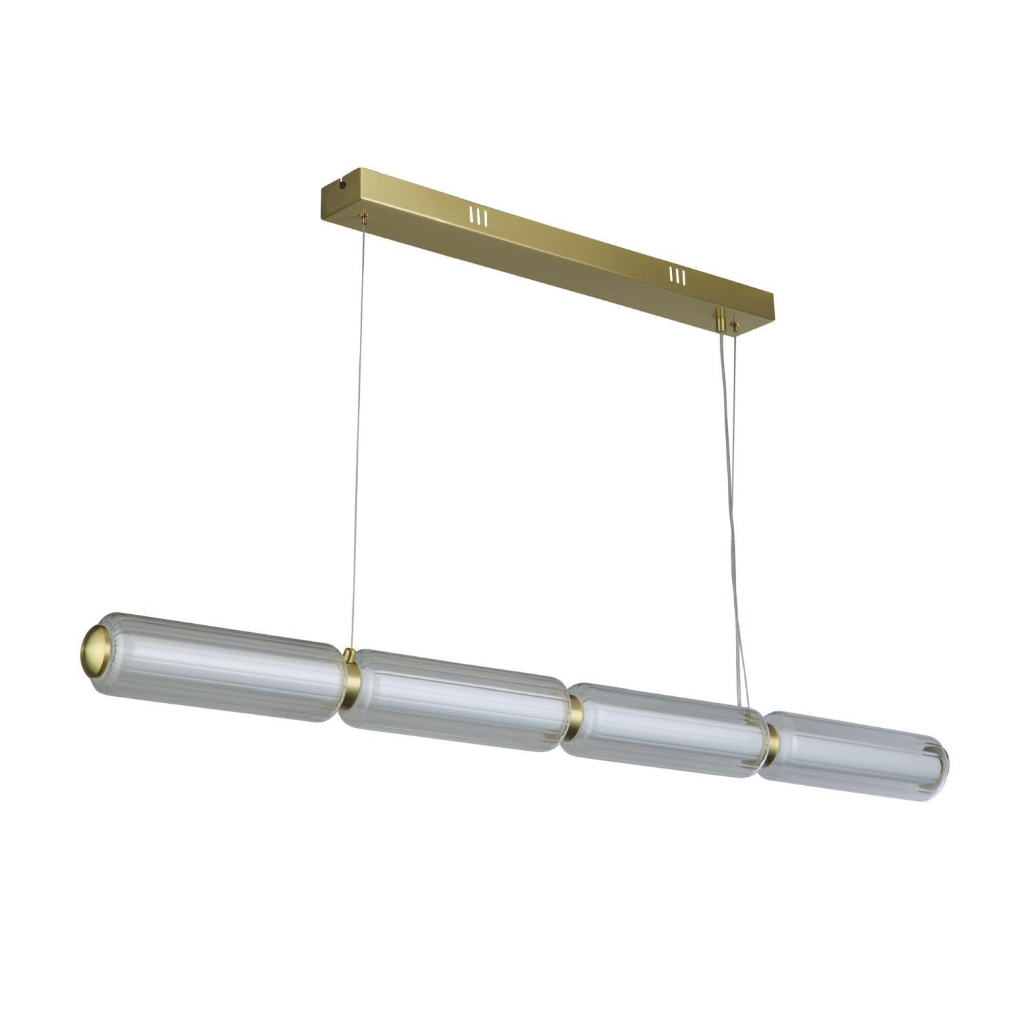 Longue lampe LED suspendue verre métal 109 cm blanc chaud