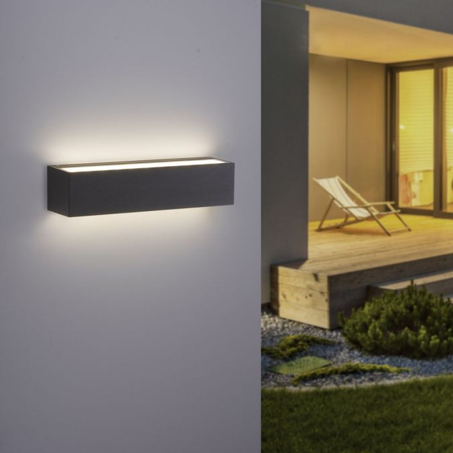 LED Außenleuchte Wand Aluminium B:25 cm IP65 Up & Down LED Außenleuchte Wand Aluminium B:25 cm IP65 Up & Down