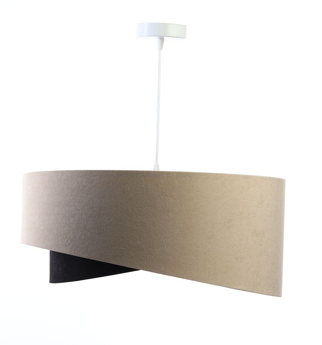 Suspension ronde D : 50 cm E27 Tissu Beige Noir Or