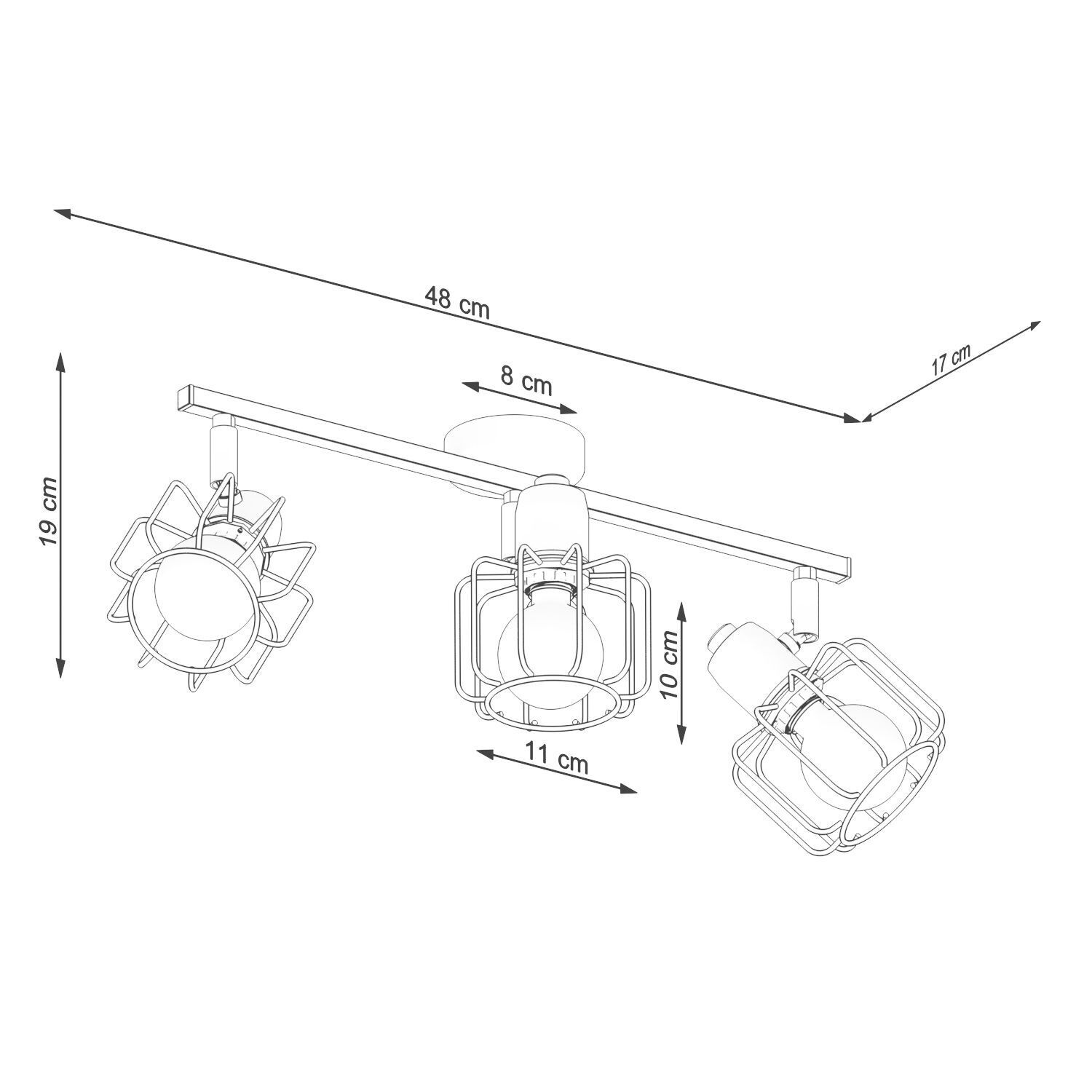 Spot de plafond blanc E14 3 flammes métal rétro TISTA